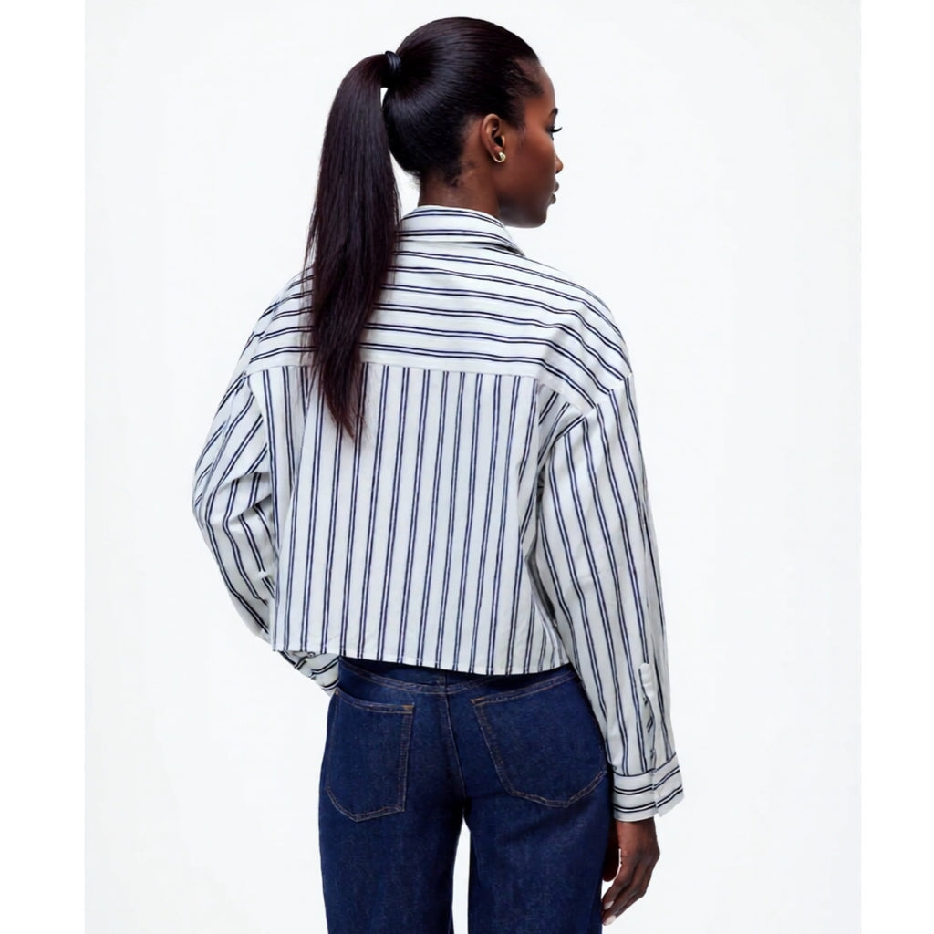 Madewell Straight-Hem Shirt Womens Sz S Oversized Boxy Striped Cotton Poplin New