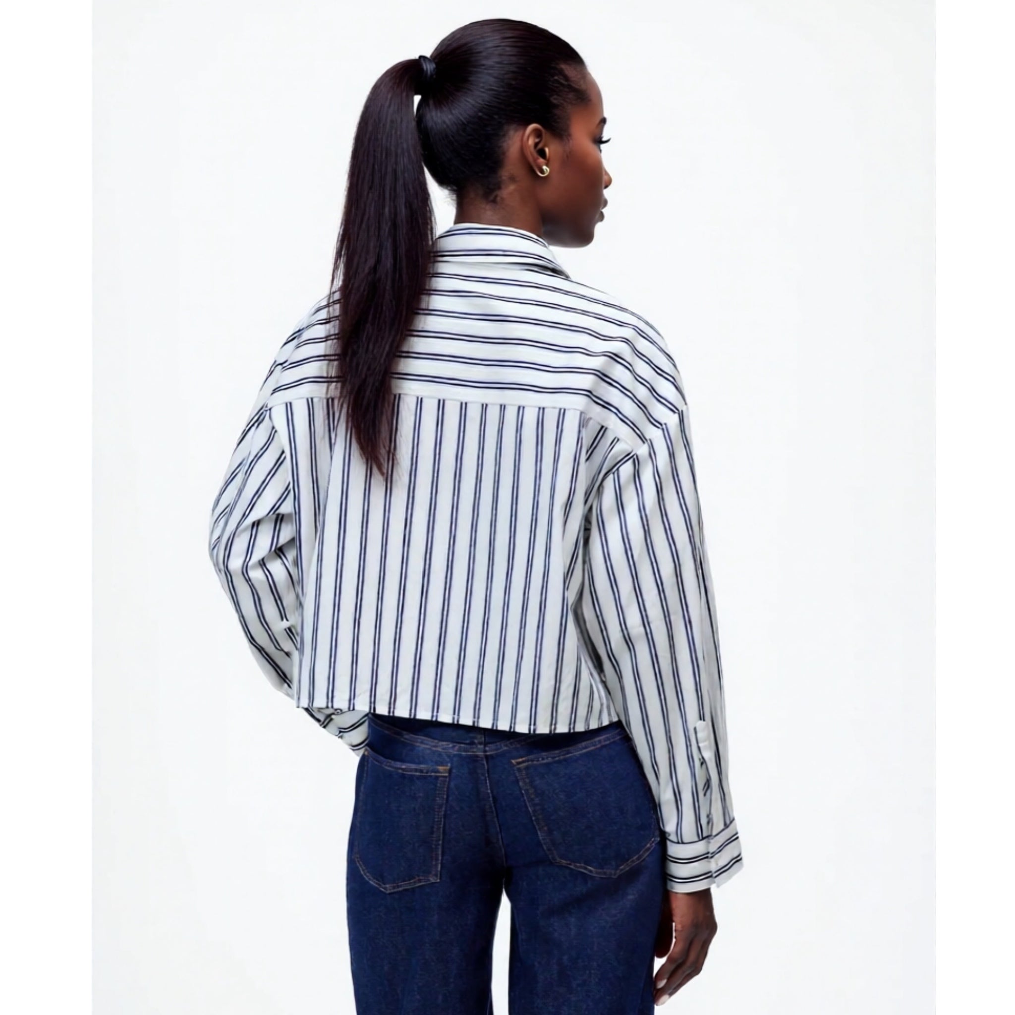 Madewell Straight-Hem Shirt Womens Sz S Oversized Boxy Striped Cotton Poplin New