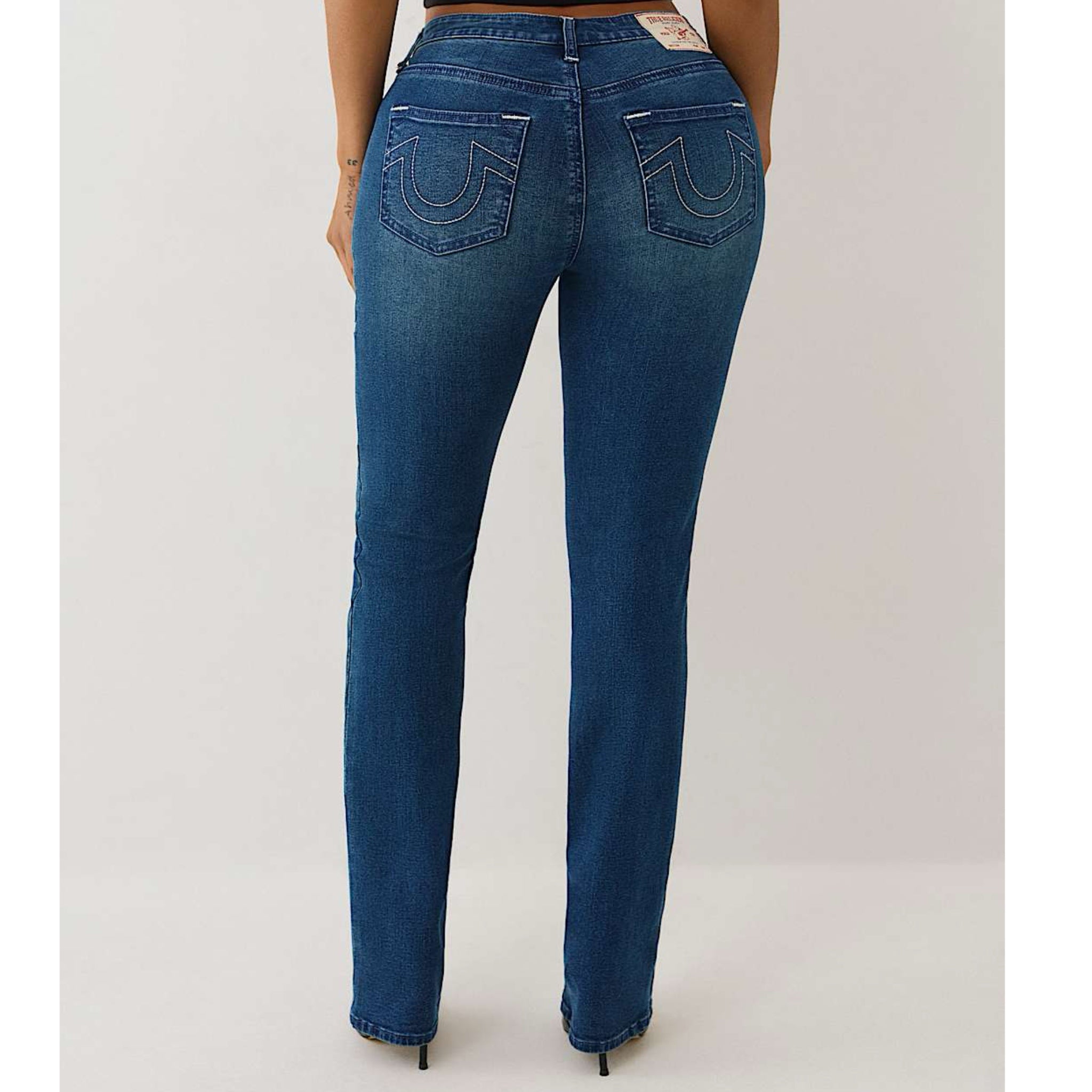 TRUE RELIGION Women’s Billie Straight Jeans Sz 34 Mid Rise 33.5” Inseam Slimming