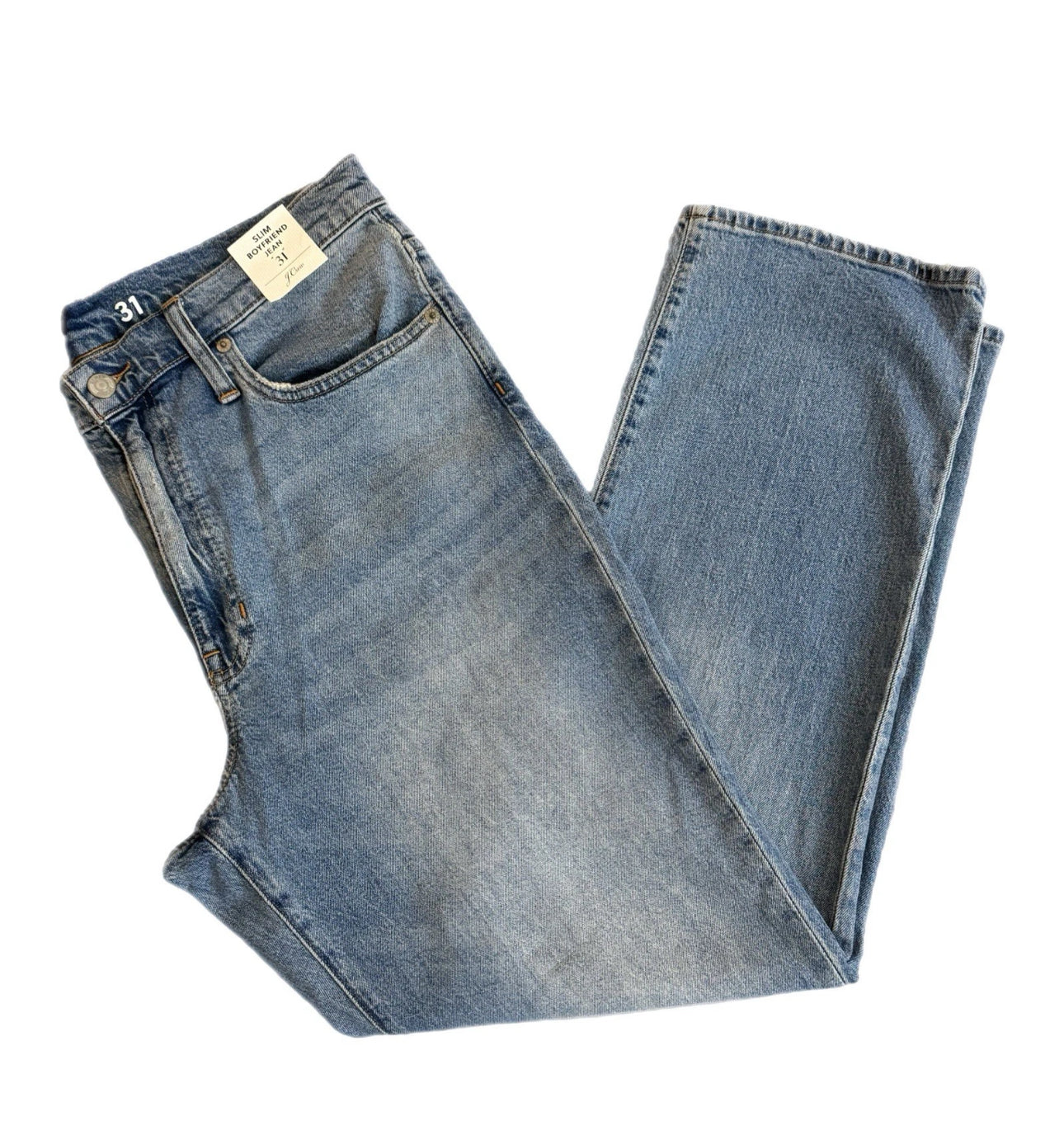 NWT J. Crew Women’s Slim Boyfriend Jeans Straight Leg Light Wash Denim Sz 31
