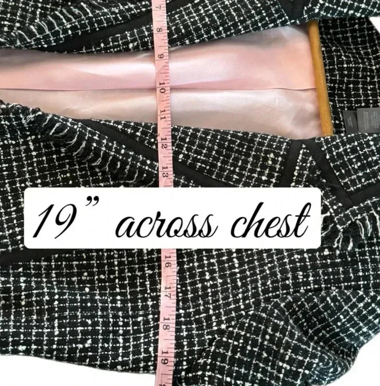BISOU BISOU Michelle Bohbot Black & White Tweed Blazer Jacket Sz 6 Small