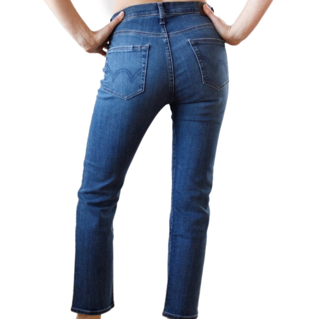 Edwin Demi Slim Straight Jean Womens Sz 28 Mid Rise Tempest Dark Denim MSRP $185
