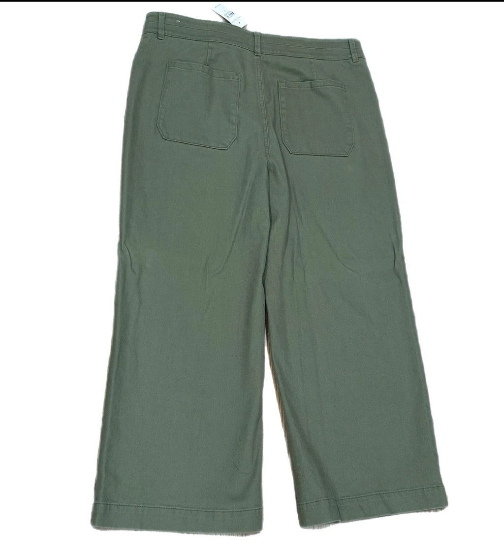 Ann Taylor High Rise Slim Wide Leg Crop Pants Olive Trousers NWT Sz 14