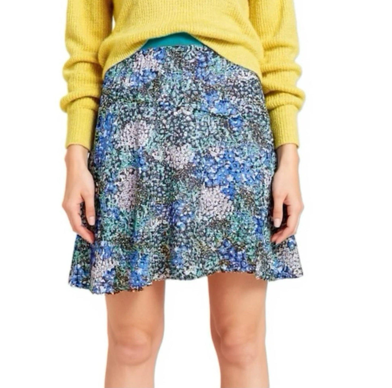 Anthropologie Maeve Cottage Floral Abstract Chiffon Skirt Women’s Sz L NWT