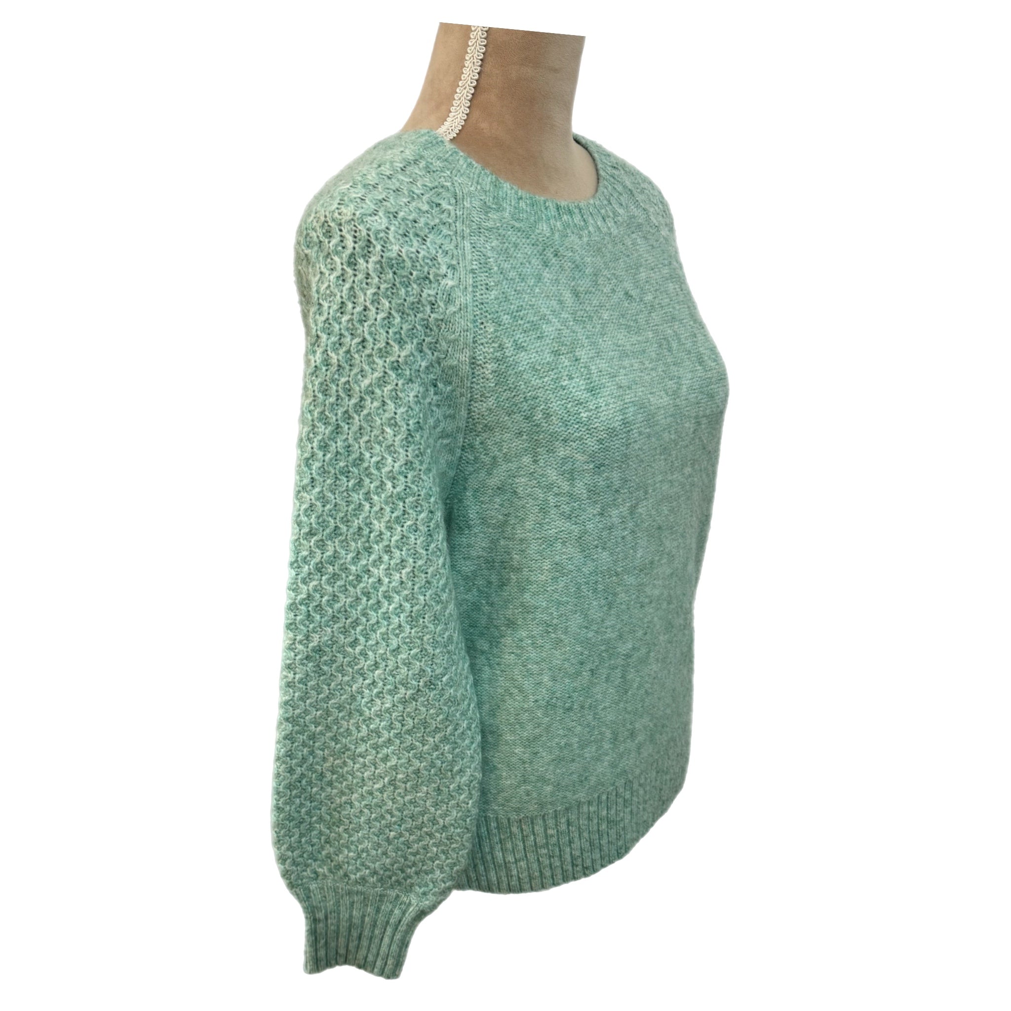 J.Crew Women’s  Multi Green Textured Knit Sweater Wool Alpaca Blend Sz M