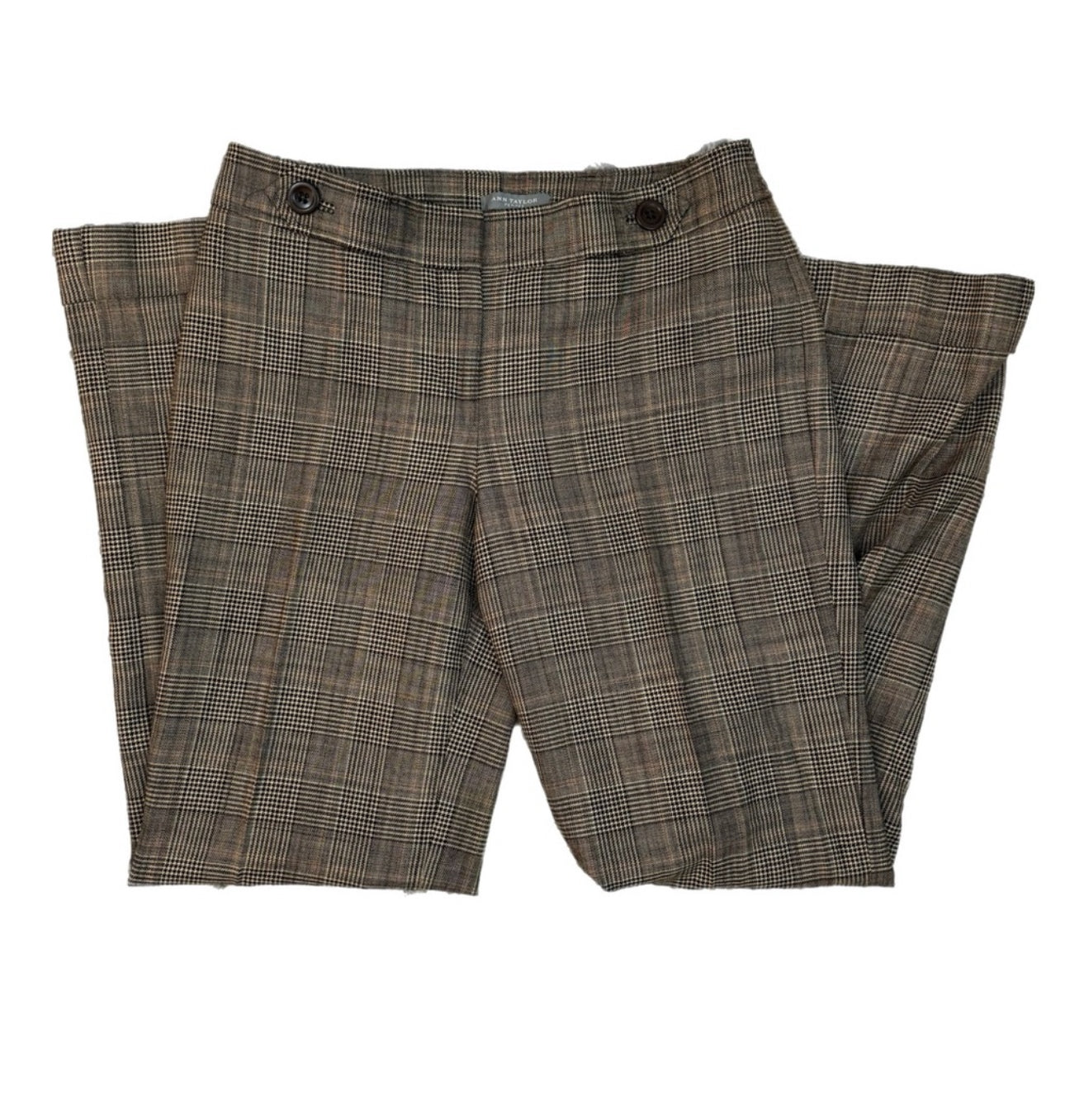 Ann Taylor Wool Blend Plaid Dress Pant Trousers Autumn Check Flare Leg Sz 2P