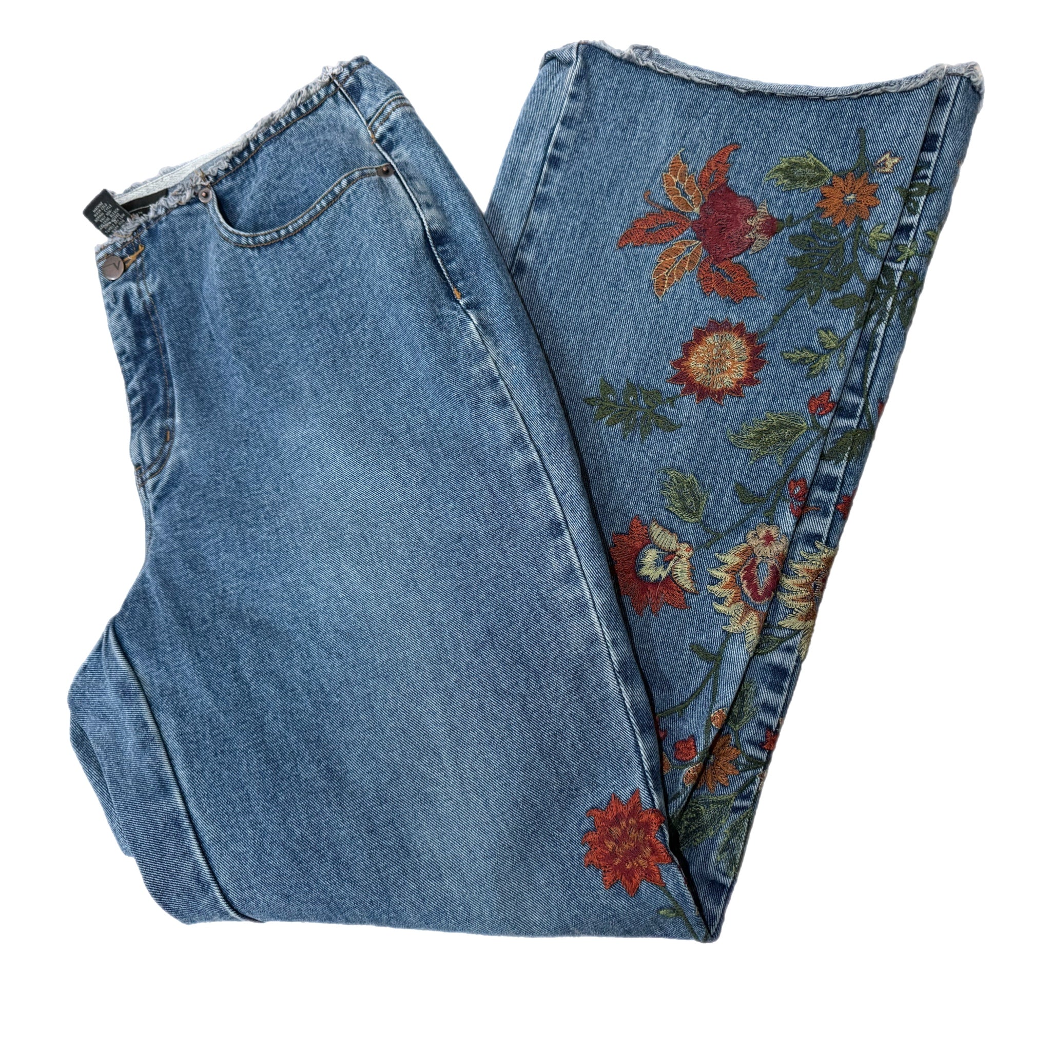 Vintage Venezia Embroidered Bootcut Jean Hippie Boho Flower Women’s Sz 14 Denim