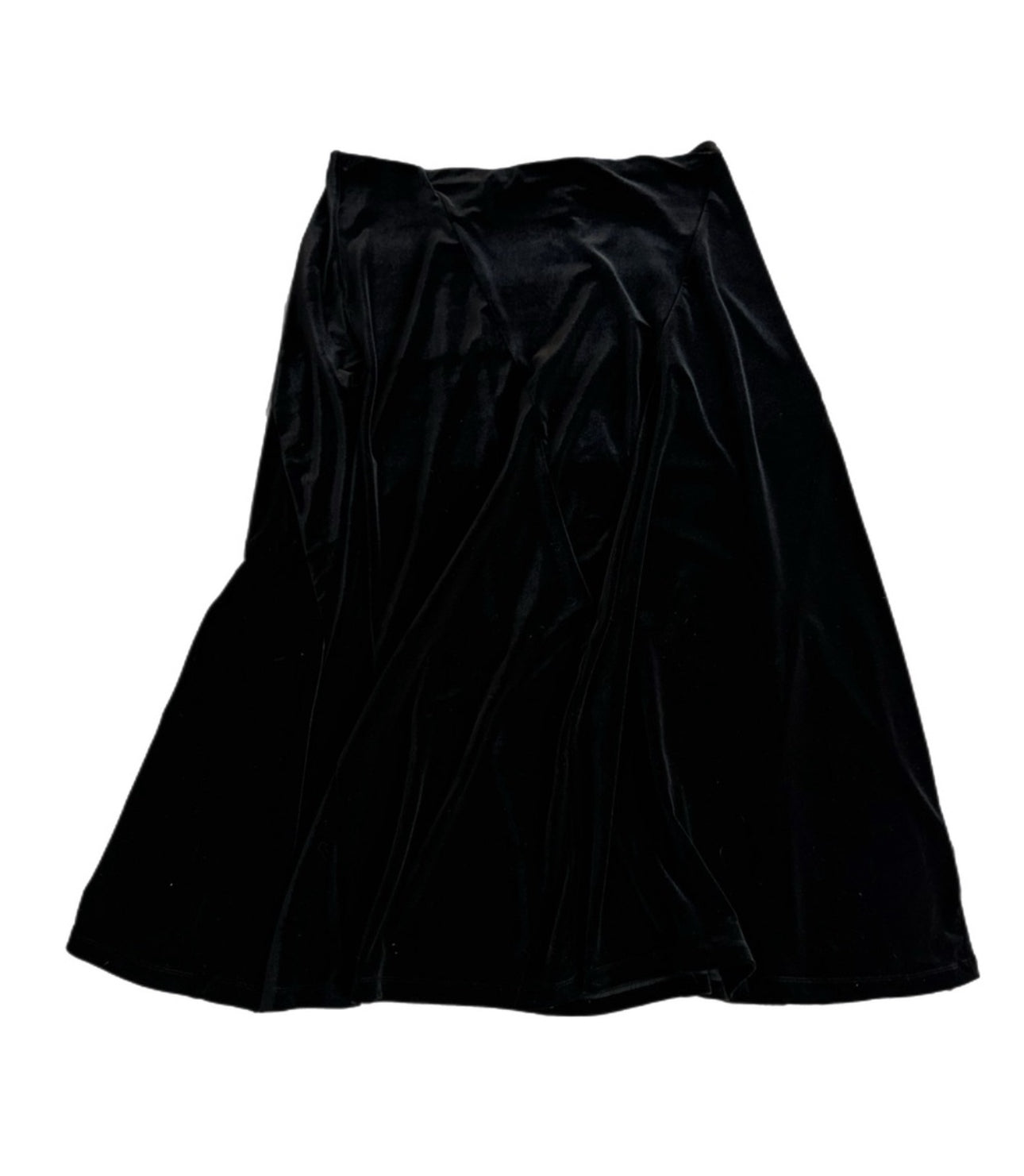 COLDWATER CREEK Womens Velvet Black Midi Skirt A Line Stretchy Mid Rise Sz XL