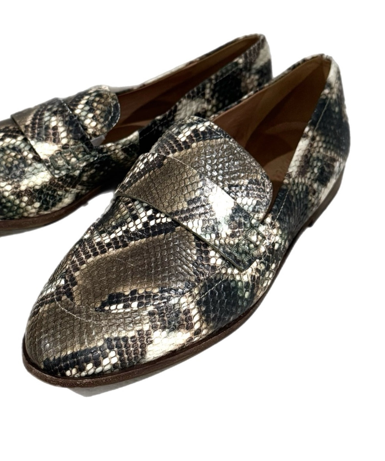 MADEWELL Genuine Leather Loafers Stamped Snake Preppy Lady Shoe Sz 10 MSRP $148