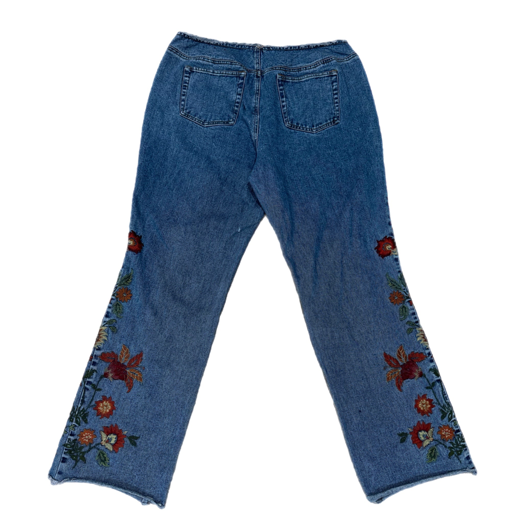 Vintage Venezia Embroidered Bootcut Jean Hippie Boho Flower Women’s Sz 14 Denim