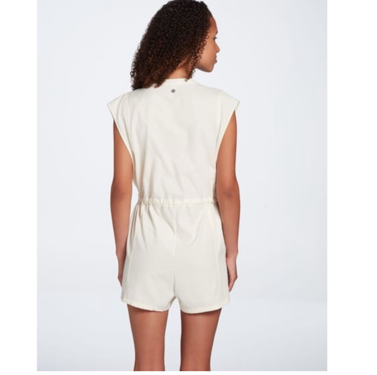 CALIA Soft Utility Romper Unbleached White Zip Womens Beachy Short Sleeve Sz XL