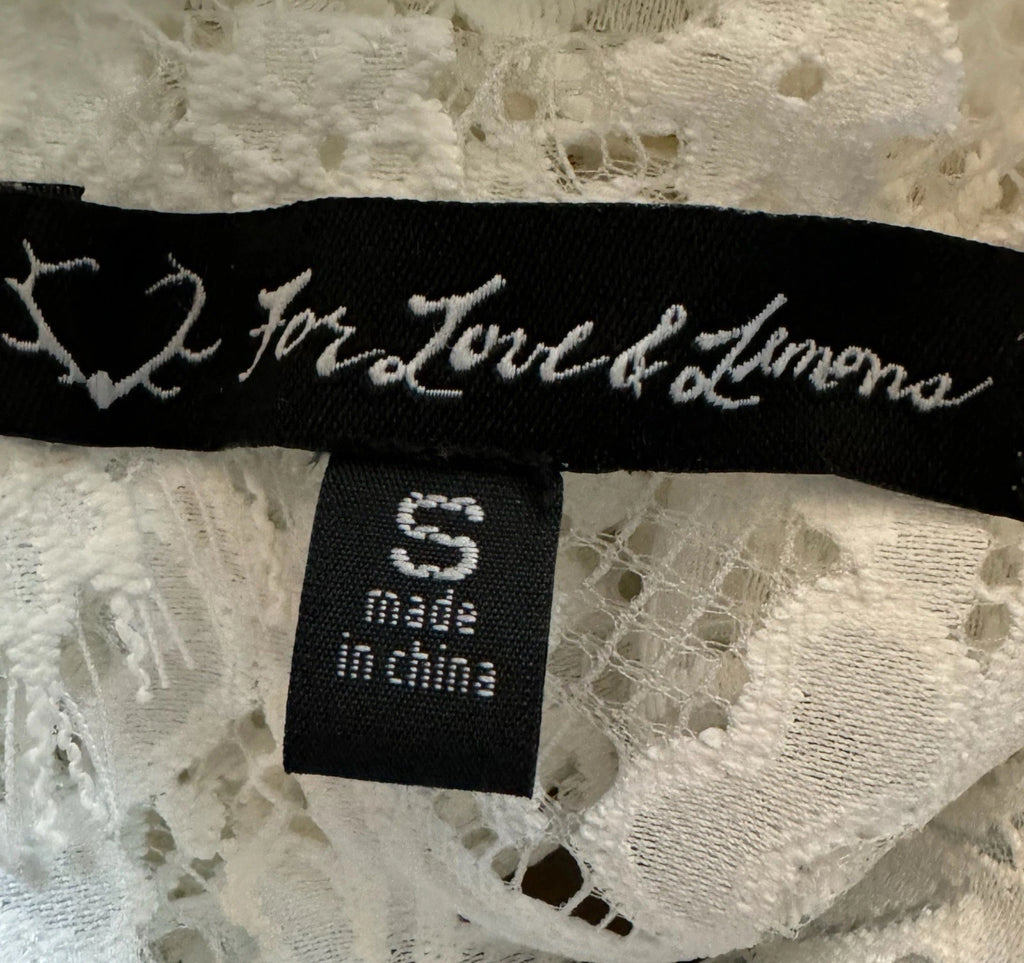 FOR LOVE & LEMONS Charlie Dress White Lace Long Sleeve Hippie Chic Mini Sz S