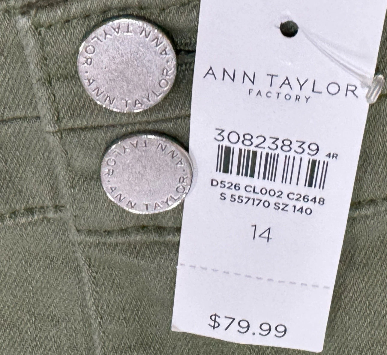 Ann Taylor High Rise Slim Wide Leg Crop Pants Olive Trousers NWT Sz 14