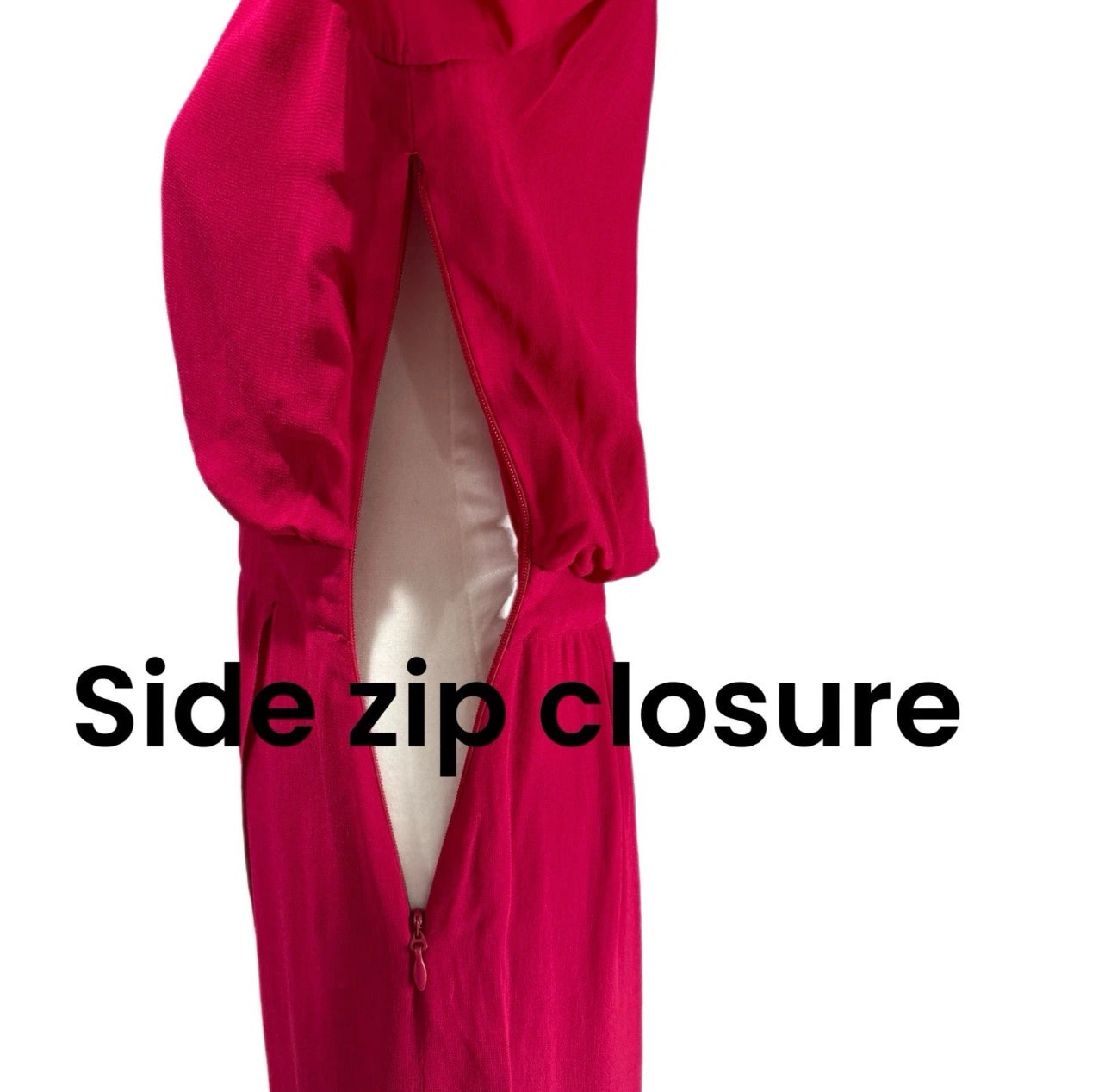 Bebe Womens Raspberry Pink Chiffon Faux Wrap Midi Dress 3/4 Sleeve NWT Sz 4