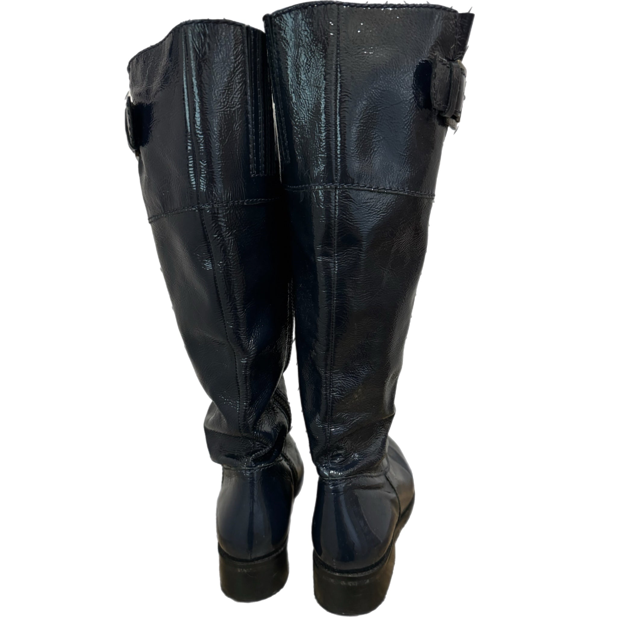 BODEN Genuine Leather Knee High Boots In Classic Navy US Sz 6.5 Made in Brazil