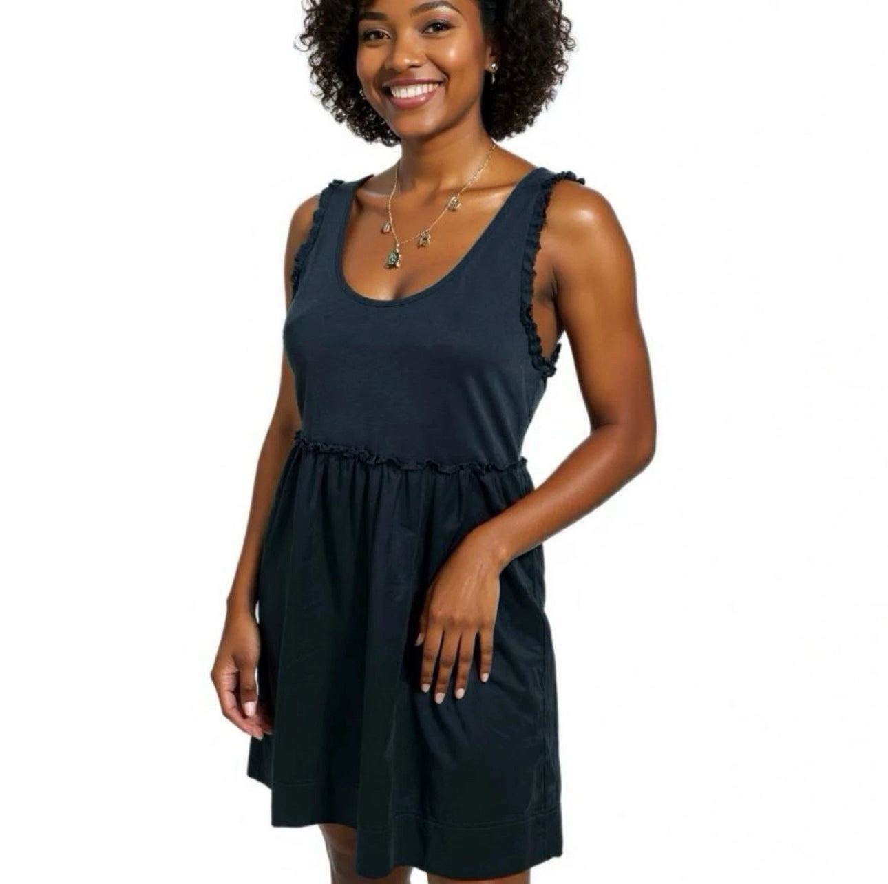 J. Crew Women's Sleeveless Cotton Dress Navy Summer Coastal Chic Knee Hem Sz M