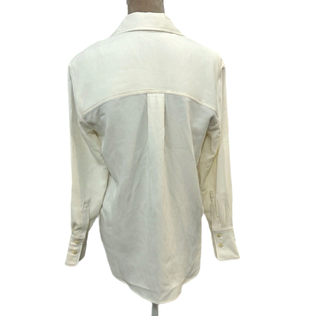 MADEWELL Contrast Stitch Popover Blouse XS White Ivory Long Sleeve MSRP $118 New