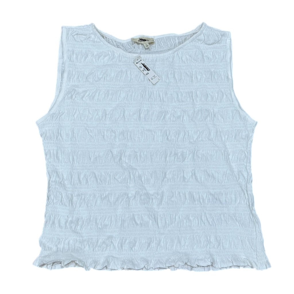 Madewell Smocked Boatneck Tank Linen Blend Women’s Sz L Coastal Chic New