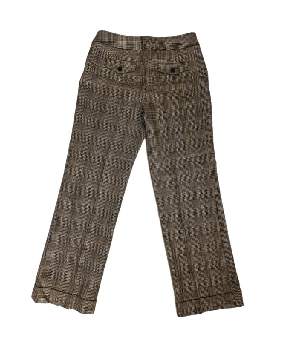 Ann Taylor Wool Blend Plaid Dress Pant Trousers Autumn Check Flare Leg Sz 2P