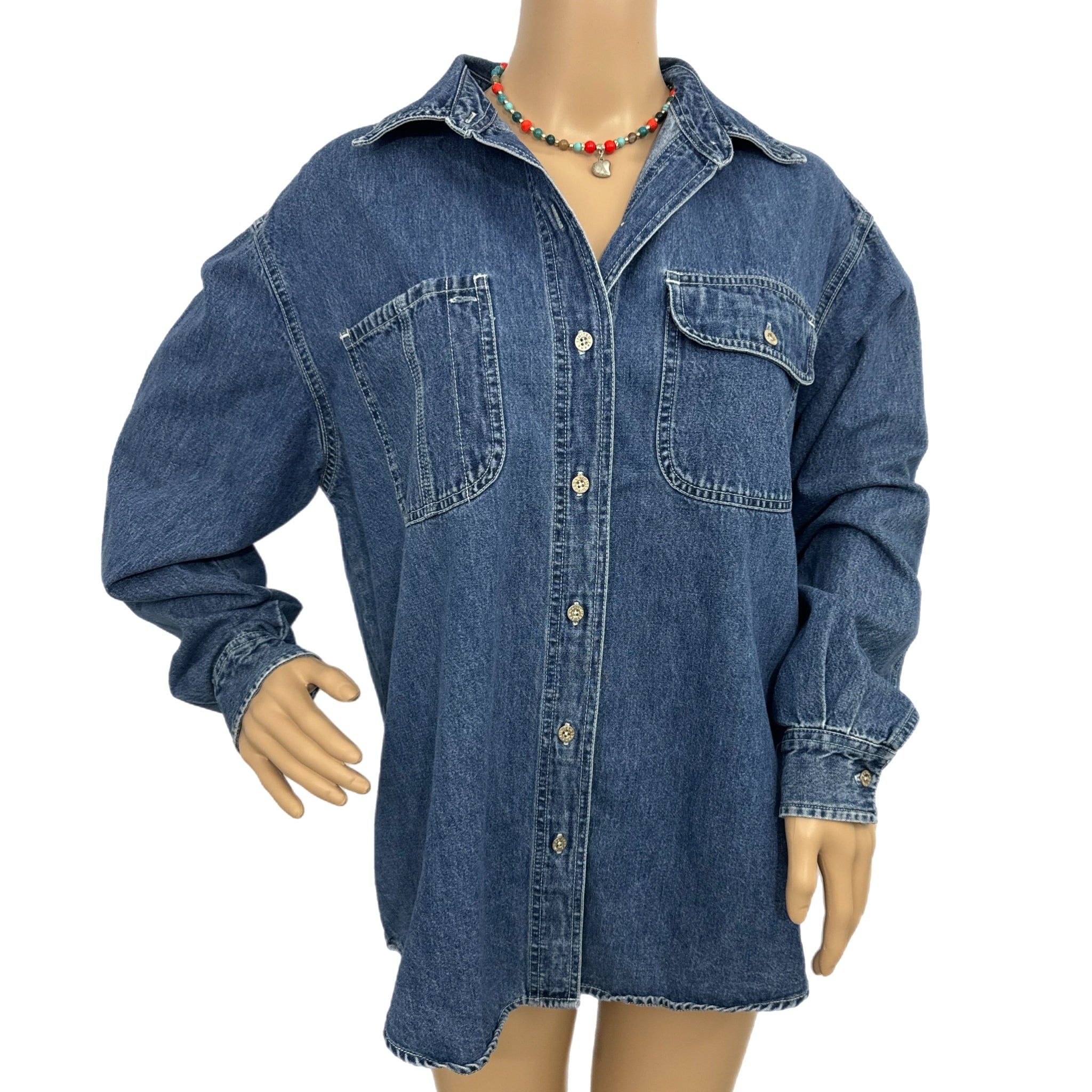 Vintage 90s AUTHENTIC LIMITED Denim Shirt Women’s Button Up Oversized Sz M