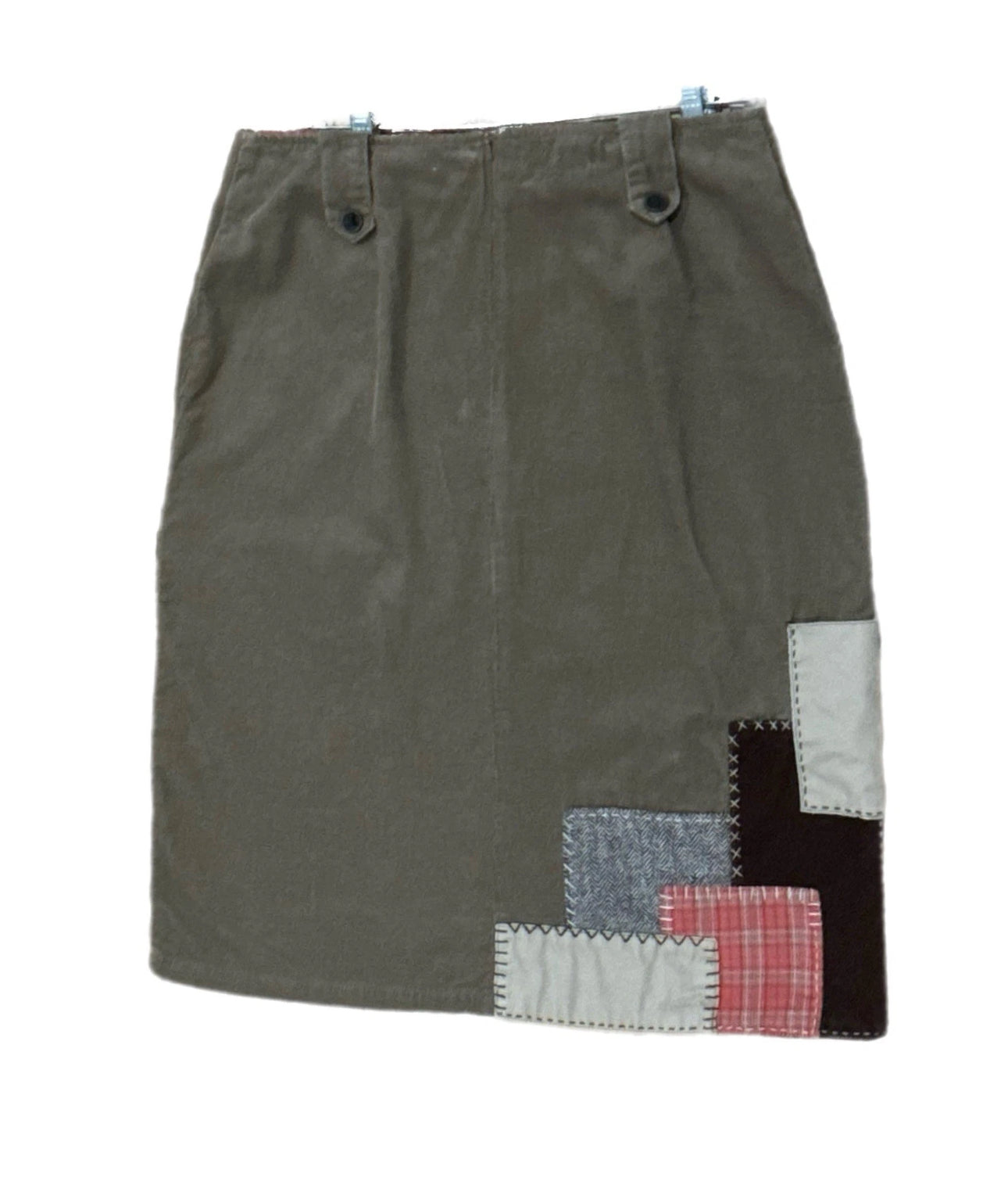 Christopher & Banks Vtg 90s Corduroy Midi Skirt Embroidered Autumn Patch Sz 12