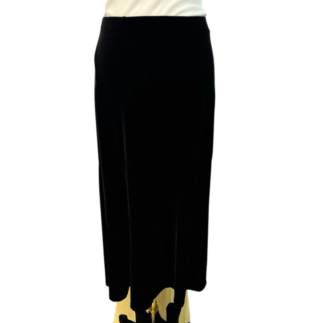 COLDWATER CREEK Womens Velvet Black Midi Skirt A Line Stretchy Mid Rise Sz XL