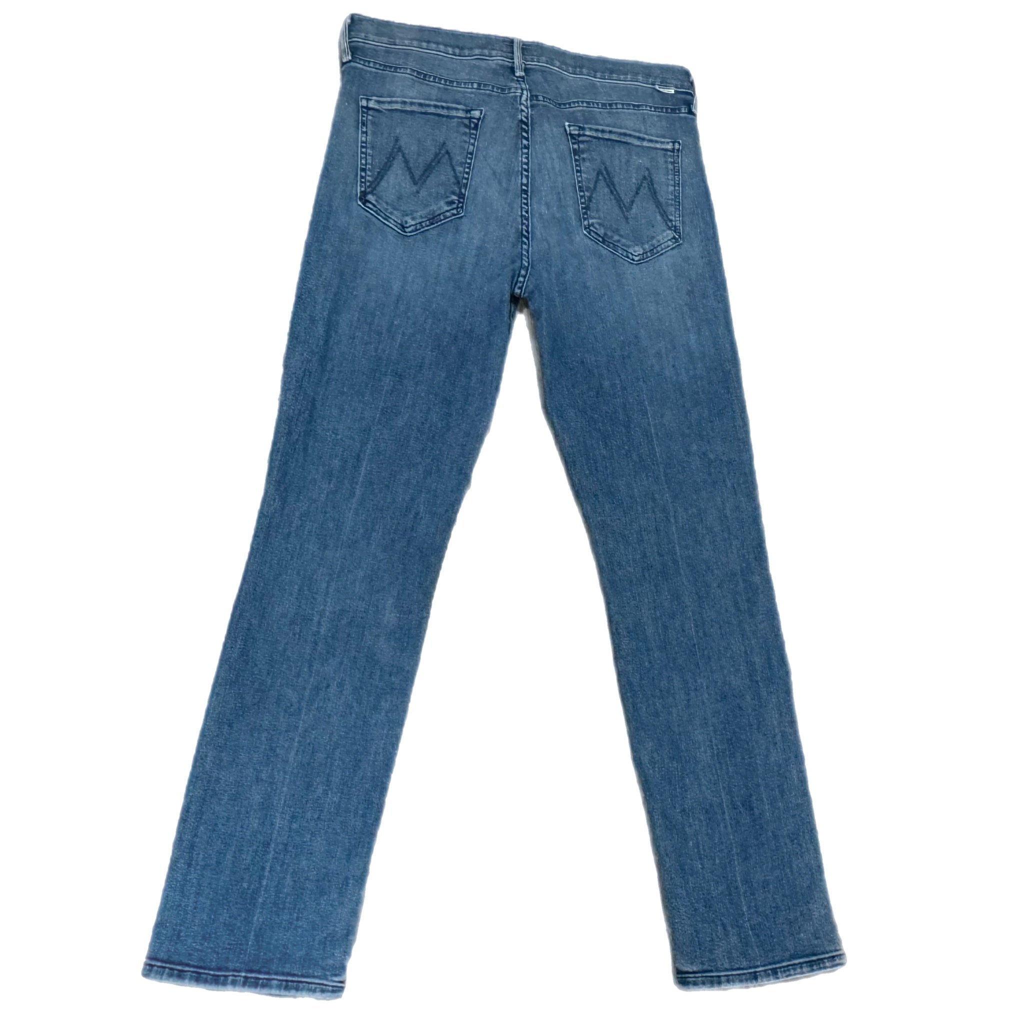 MOTHER Jeans Sz 32 Mid Rise Straight Ankle Denim We The Animals Wash 90s Dazzler