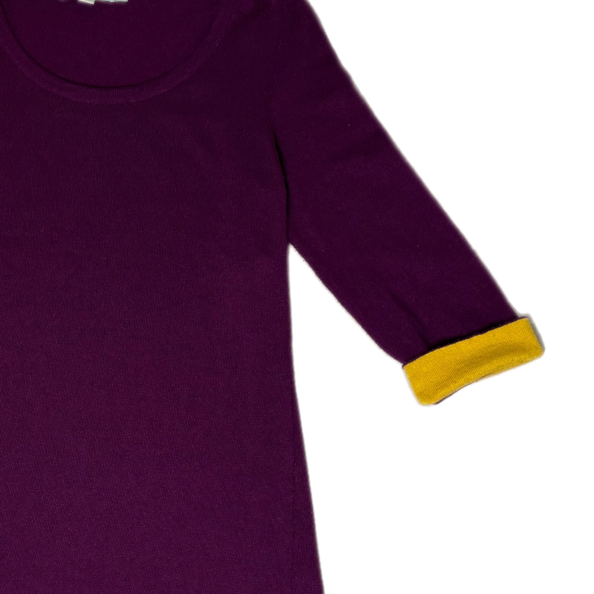 BODEN Purple Sweater Dress Womens Cashmere Angora Blend Scallop Mod Retro Sz 6