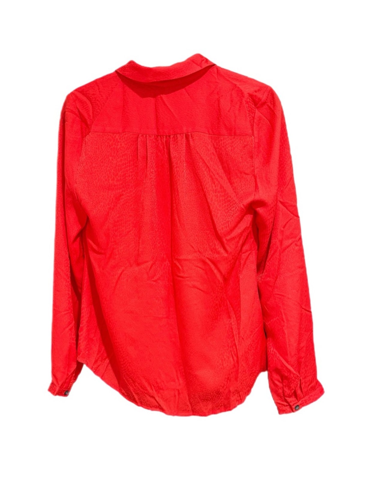 Ann Taylor Crimson Red Blouse Button-Up Top Pleated NWT Sz 6 MSRP $98