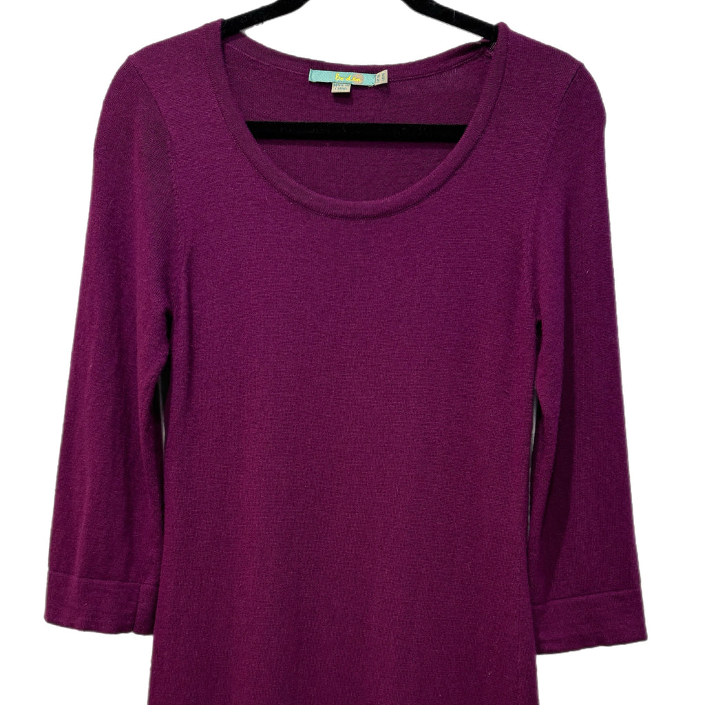 BODEN Purple Sweater Dress Womens Cashmere Angora Blend Scallop Mod Retro Sz 6