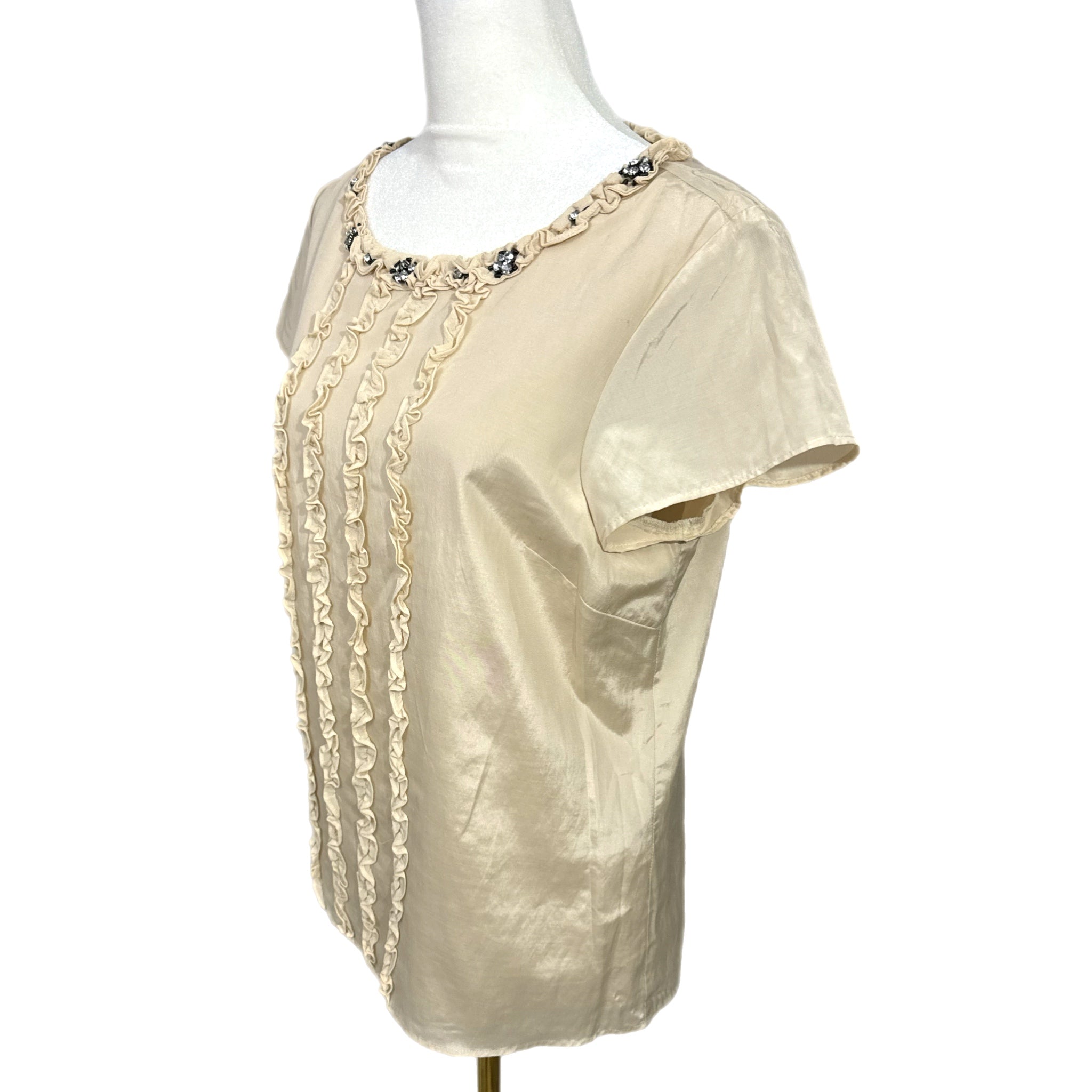 Rare BODEN LIMITED EDITION Embellished Silk Blend Top in Champagne Womens Sz 8