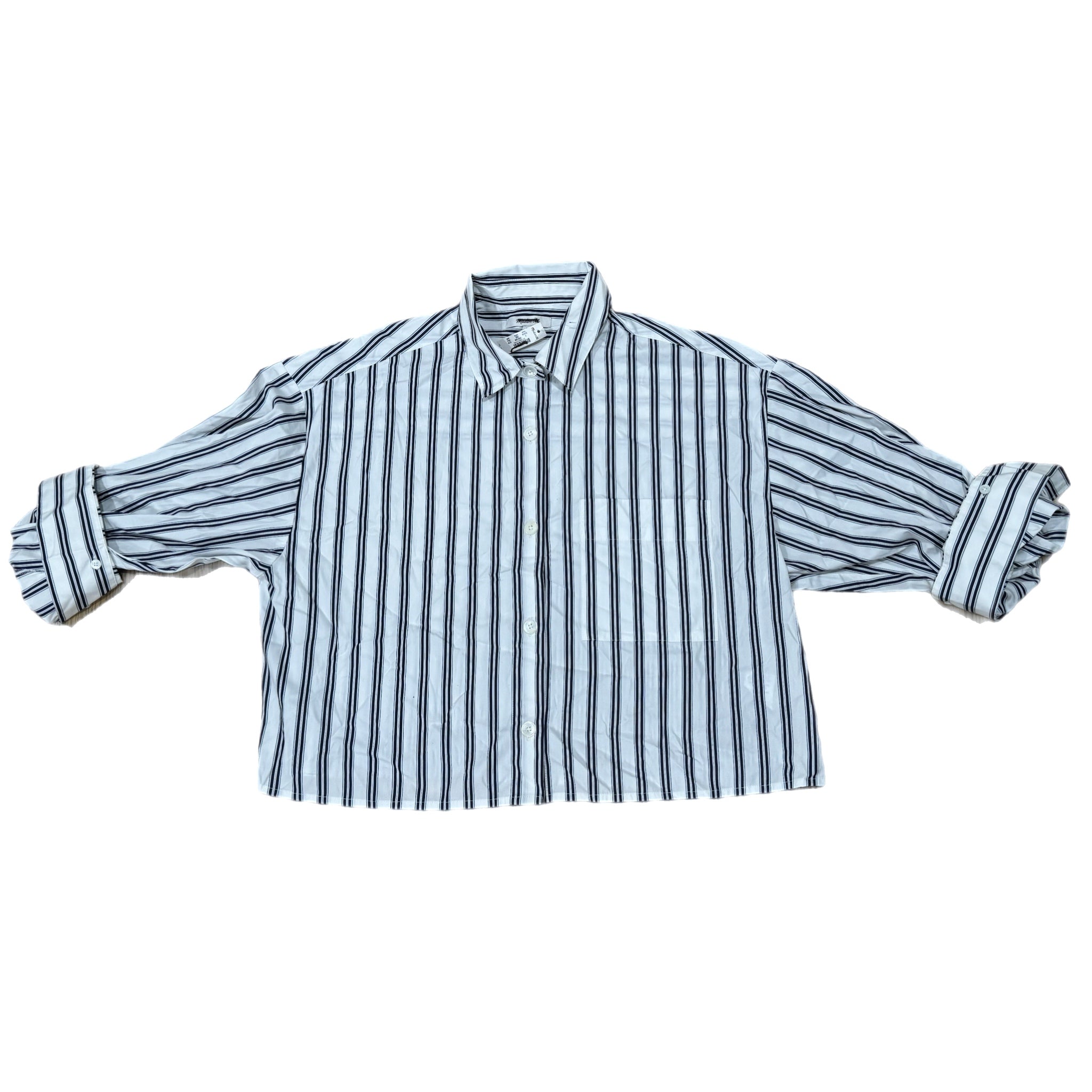 Madewell Straight-Hem Shirt Womens Sz S Oversized Boxy Striped Cotton Poplin New