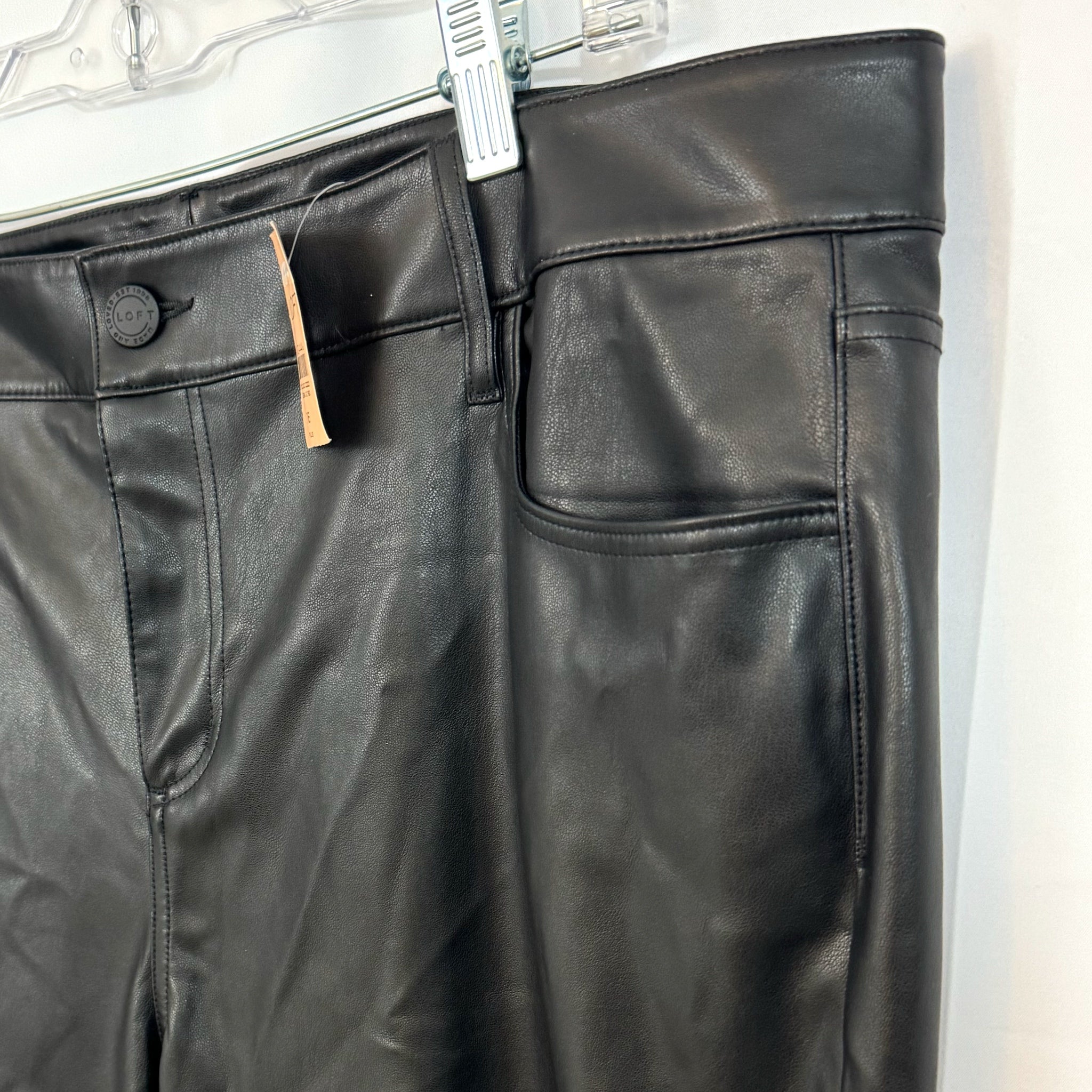 Ann Taylor LOFT Vegan Leather Pants Straight Leg High Rise Black NWT Women Sz 16