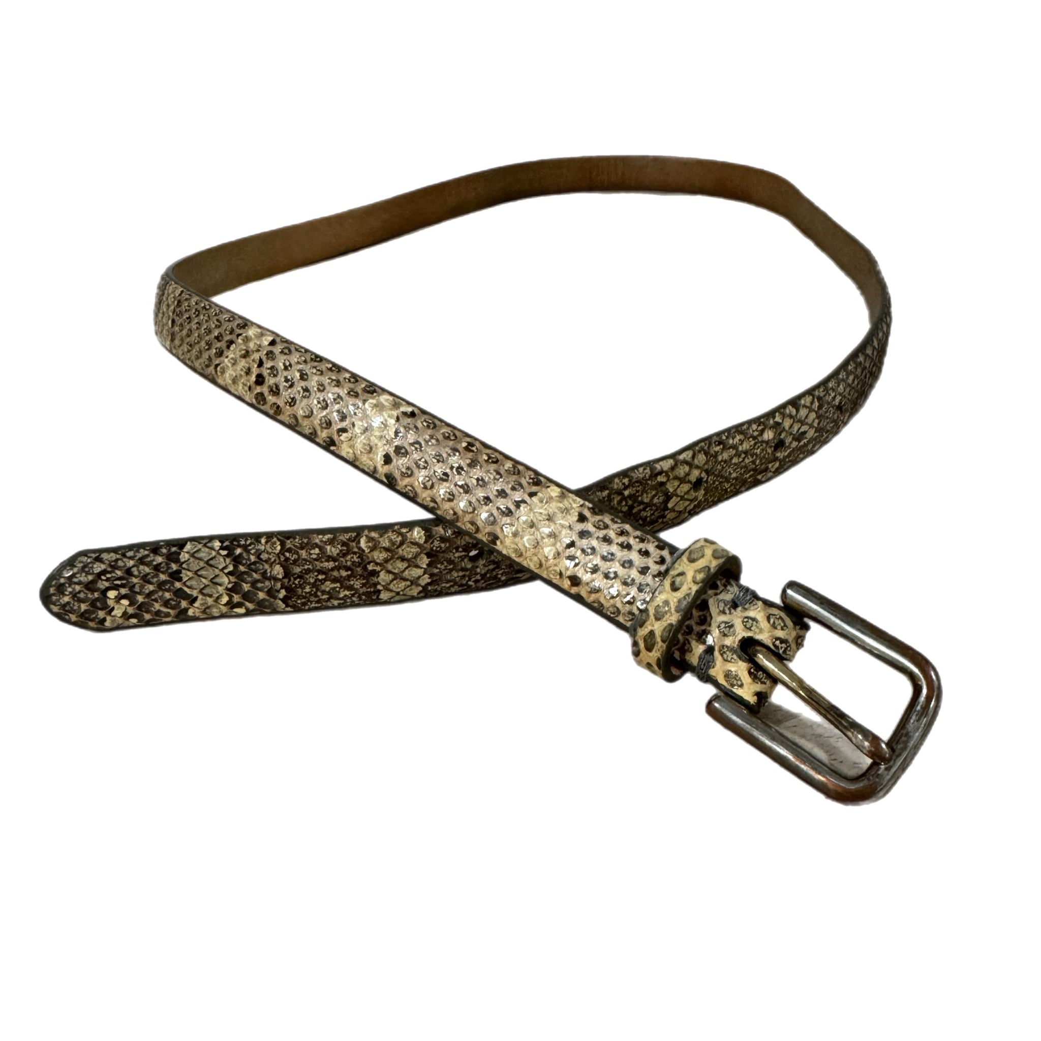 J. Crew Women’s Genuine Leather Belt Chic Snakeskin Print Sz Small 4/6 VTG Style