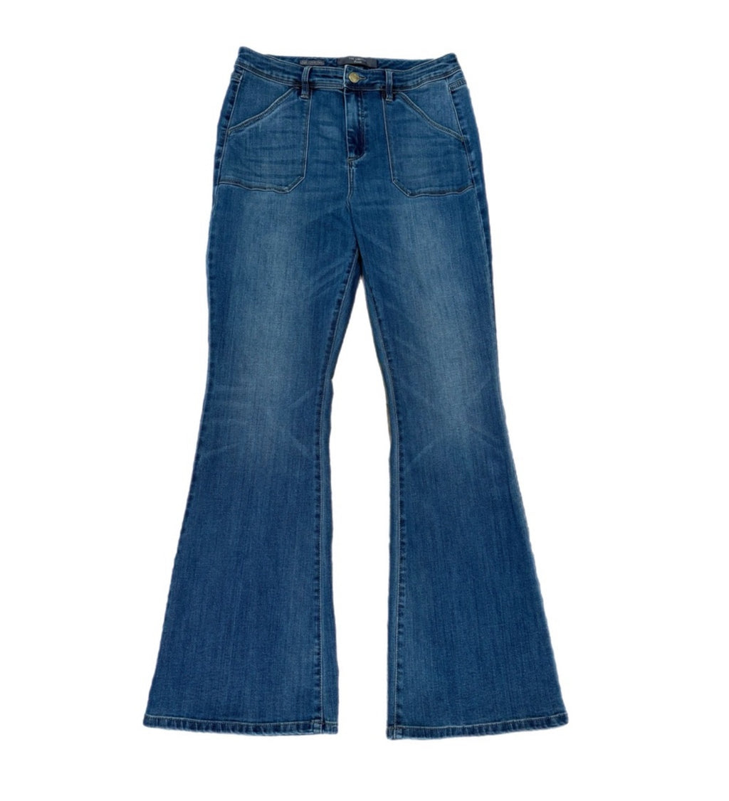 THE LIMITED High Waisted Flare Jeans Shaping Stretch Denim Trouser Womens Sz 12
