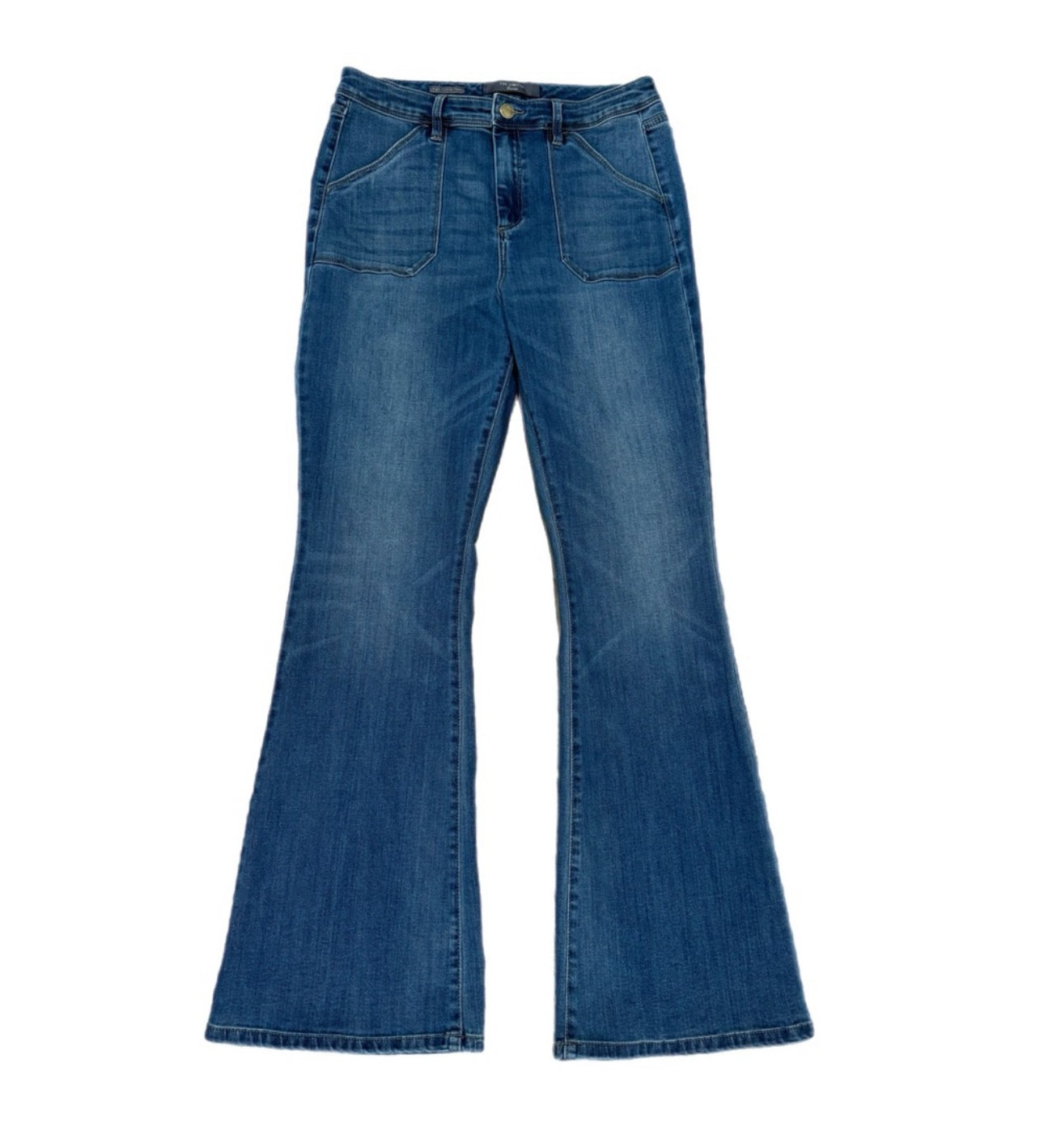 THE LIMITED High Waisted Flare Jeans Shaping Stretch Denim Trouser Womens Sz 12