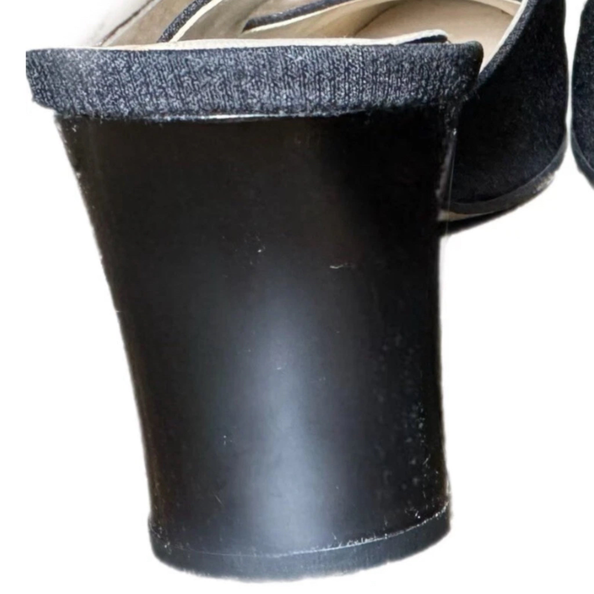 Vintage 90s Etienne Aigner Black Melrose Slingback Heels Leather Sole SPAIN 6.5