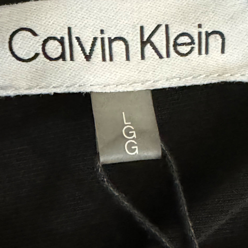 Calvin Klein Modern Essentials Black Blouse NWT Sheer Sleeve Women’s Size L