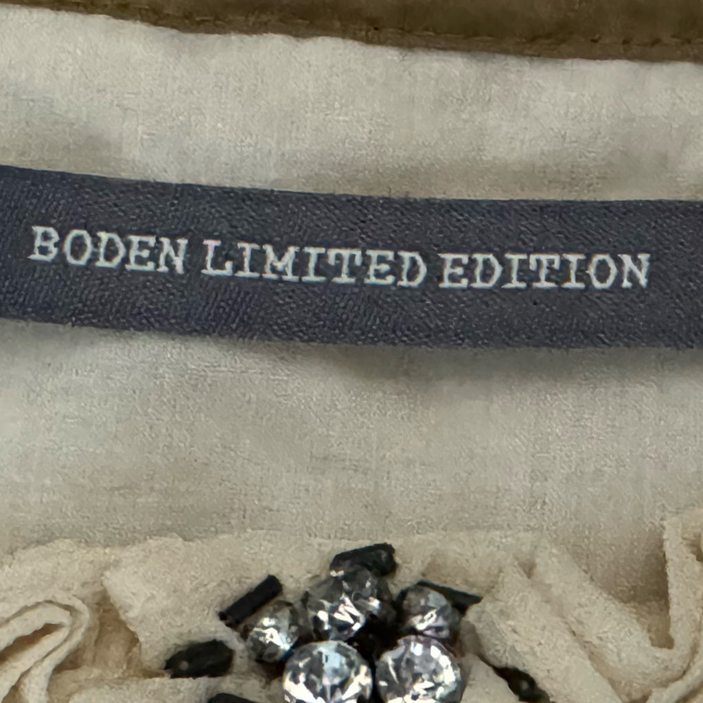 Rare BODEN LIMITED EDITION Embellished Silk Blend Top in Champagne Womens Sz 8