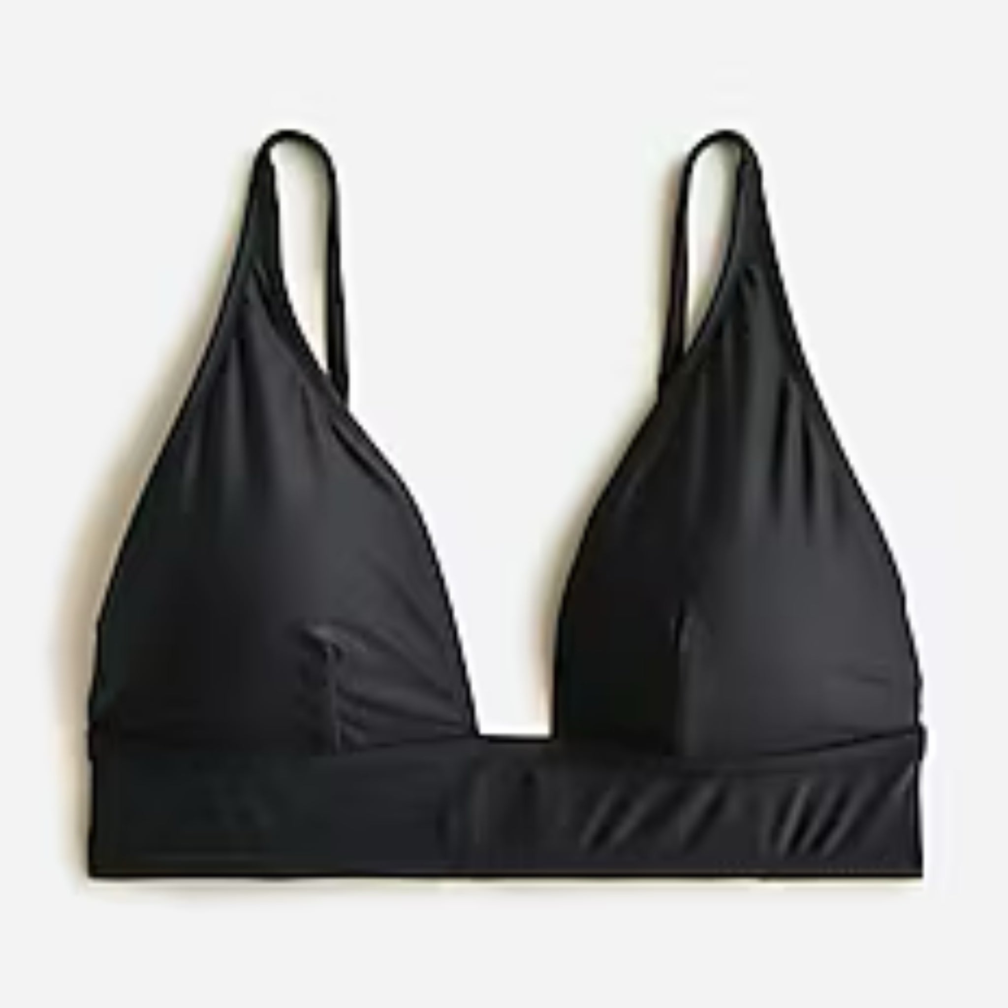 J Crew NWT Womens Plunge Bikini Top Black Swimsuit Top Triangle MSRP $79 Sz XXL