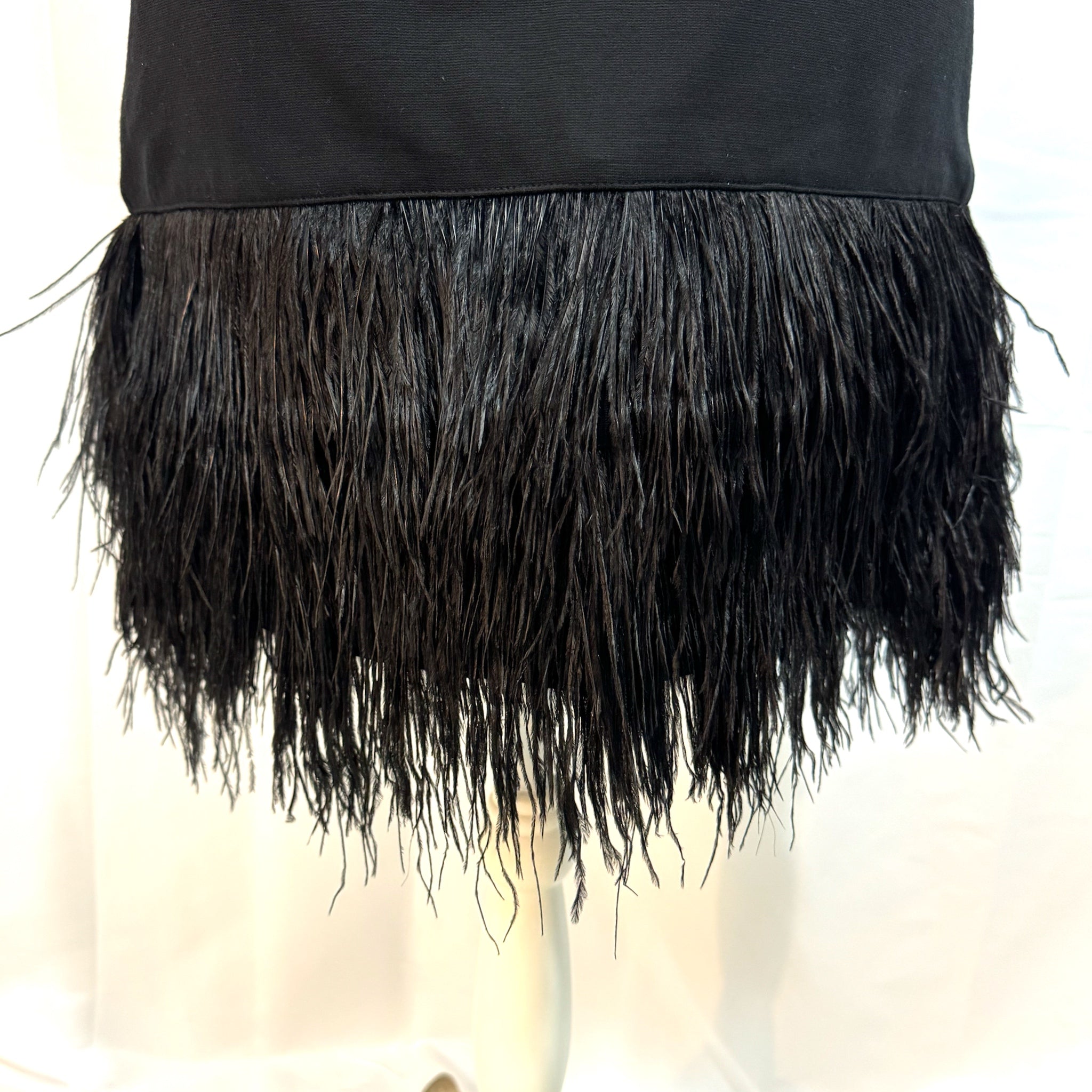 Ann Taylor Skirt Genuine Ostrich Feather Mini Black Ponte Women Sz 4 MSRP $298