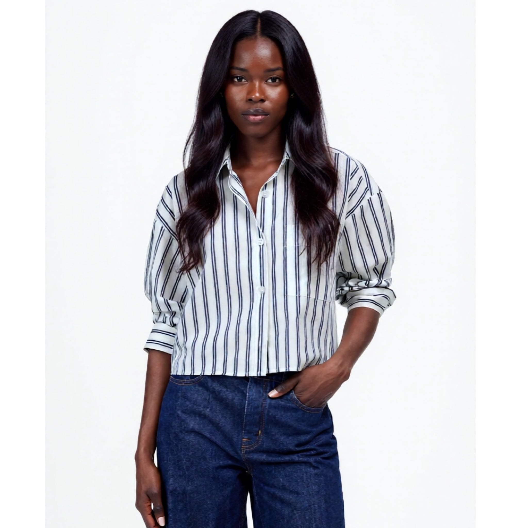 Madewell Straight-Hem Shirt Womens Sz S Oversized Boxy Striped Cotton Poplin New