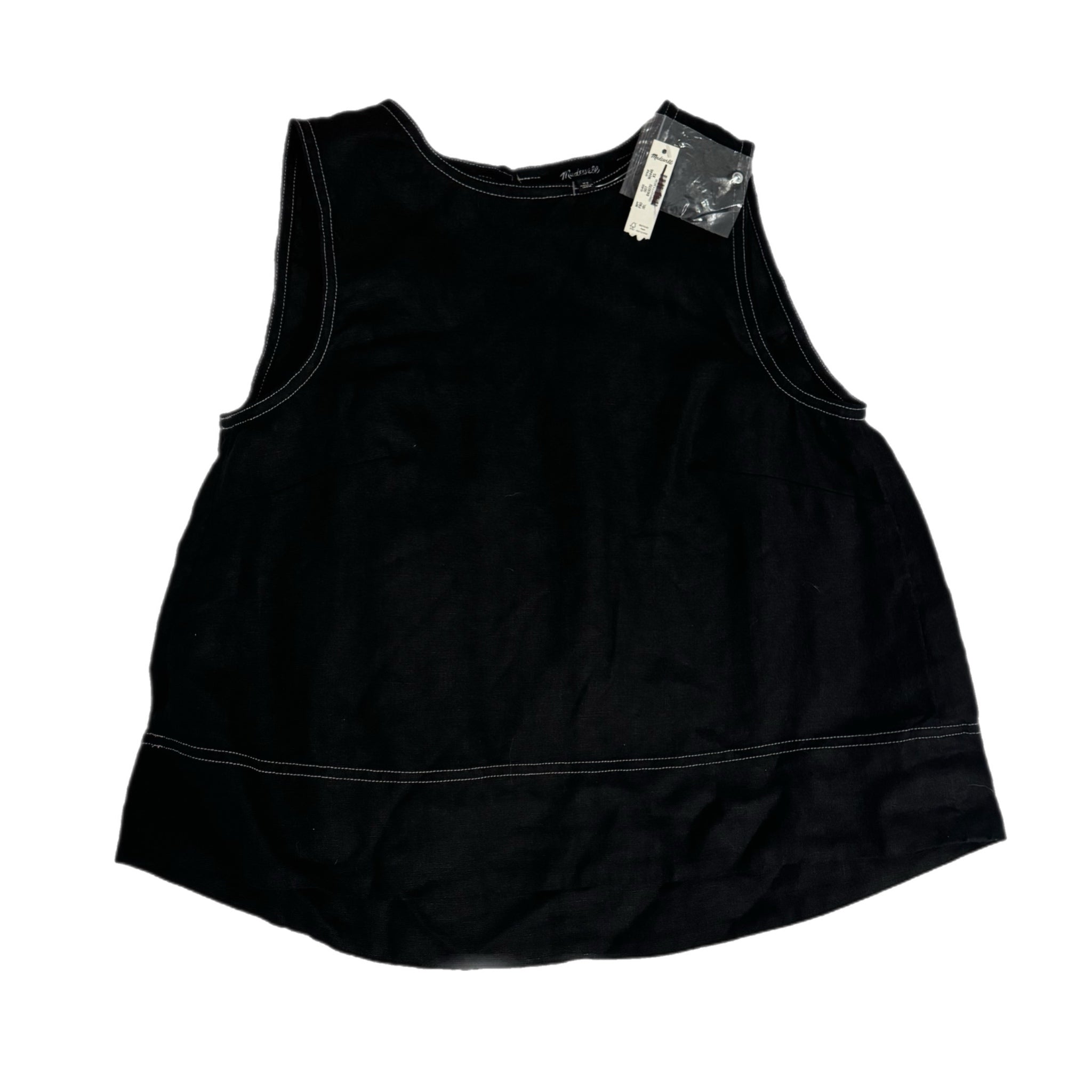 MADEWELL Linen Pleated Shell Top Women’s XS / S Jet Black Minimalist Chic Blouse