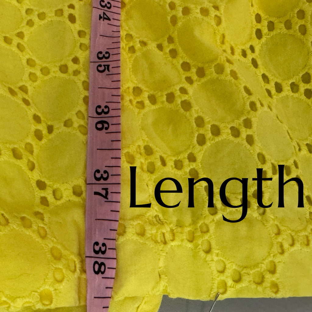 TALBOTS 100% Cotton Lemon Yellow Dress Preppy Lady Sheath Eyelet Knee Hem Sz 10