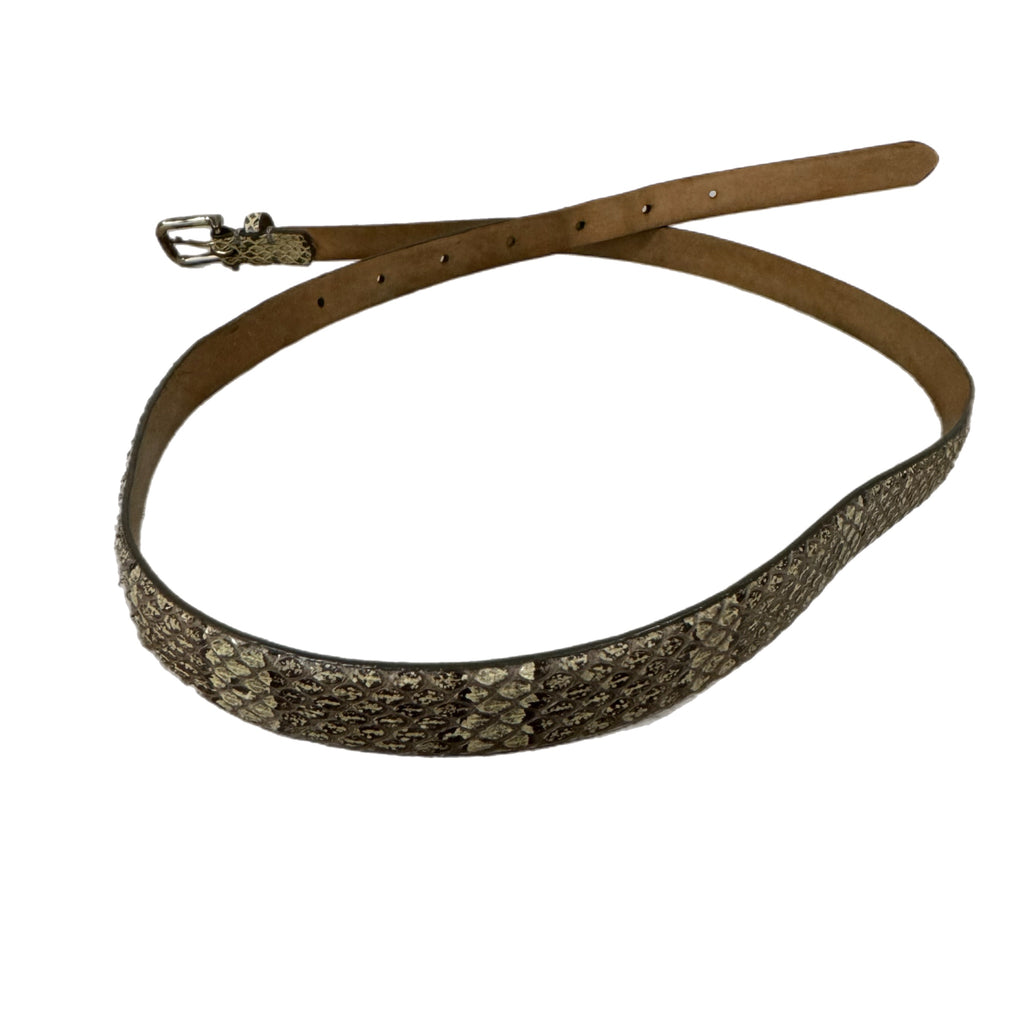 J. Crew Women’s Genuine Leather Belt Chic Snakeskin Print Sz Small 4/6 VTG Style