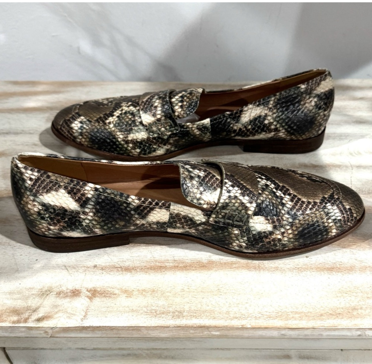 MADEWELL Genuine Leather Loafers Stamped Snake Preppy Lady Shoe Sz 10 MSRP $148