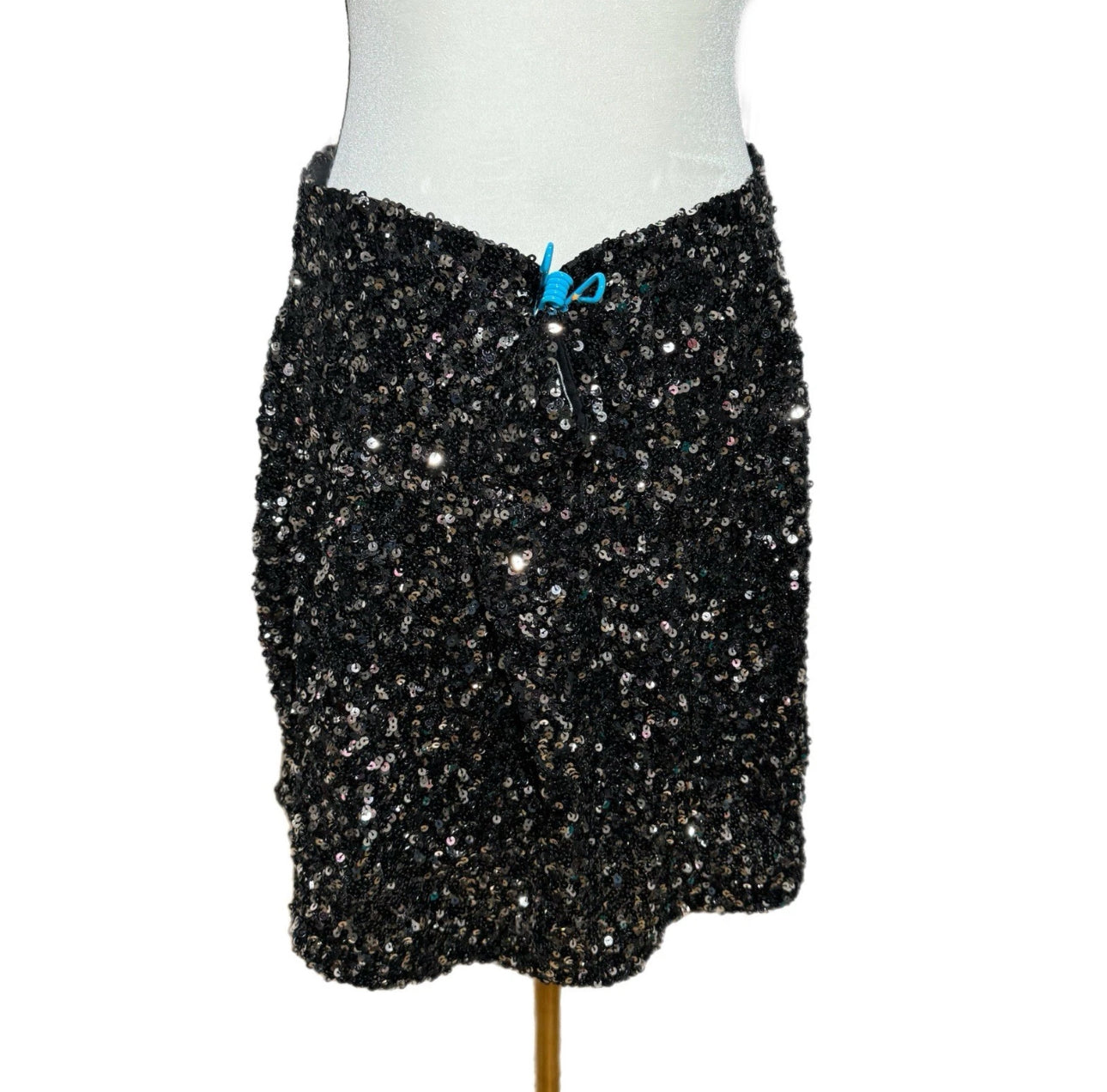 BAR III Women’s Sequined Black Mini Skirt Soft Lined Pull On Stretchy Sz XL