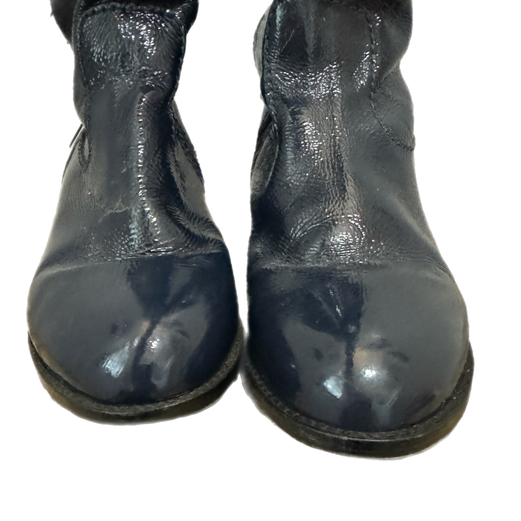BODEN Genuine Leather Knee High Boots In Classic Navy US Sz 6.5 Made in Brazil