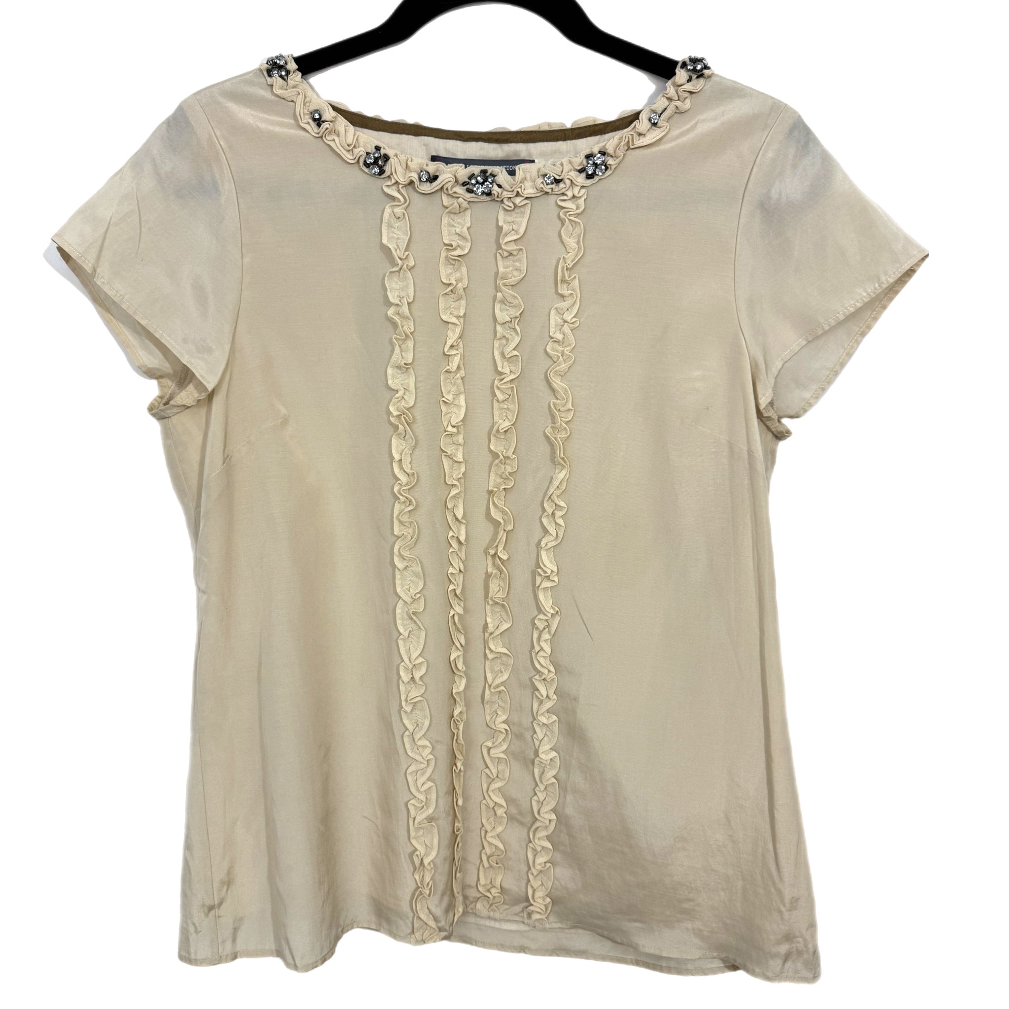 Rare BODEN LIMITED EDITION Embellished Silk Blend Top in Champagne Womens Sz 8