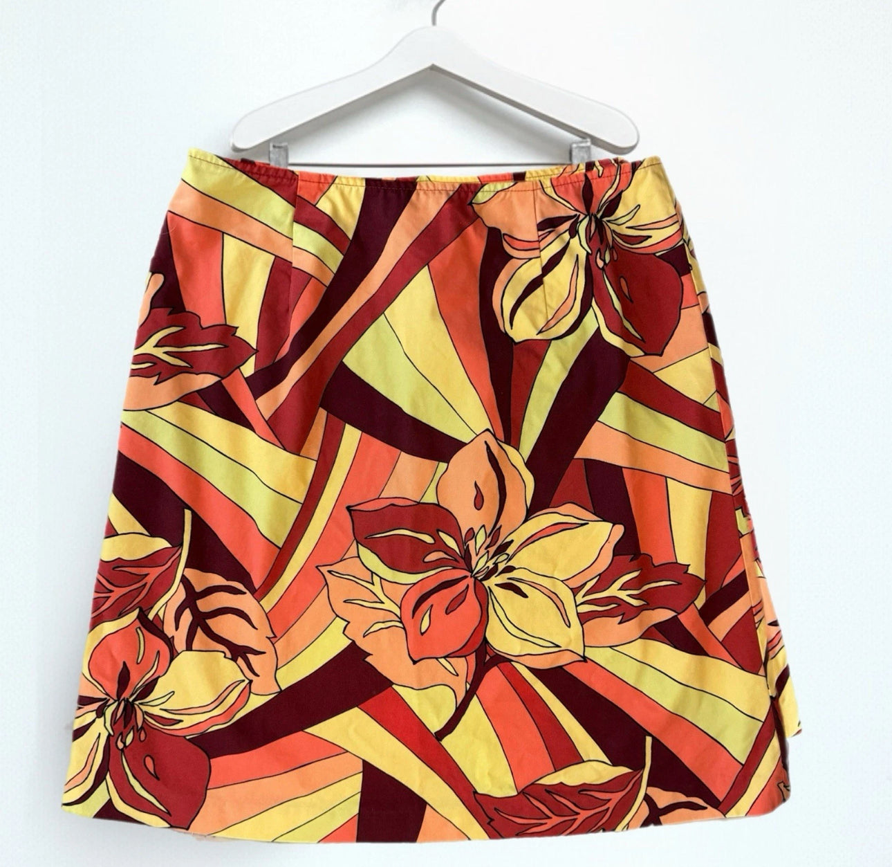 Vintage Talbots Women's A Line Skirt Hippie Chic Floral 100% Cotton Sz 10 Medium